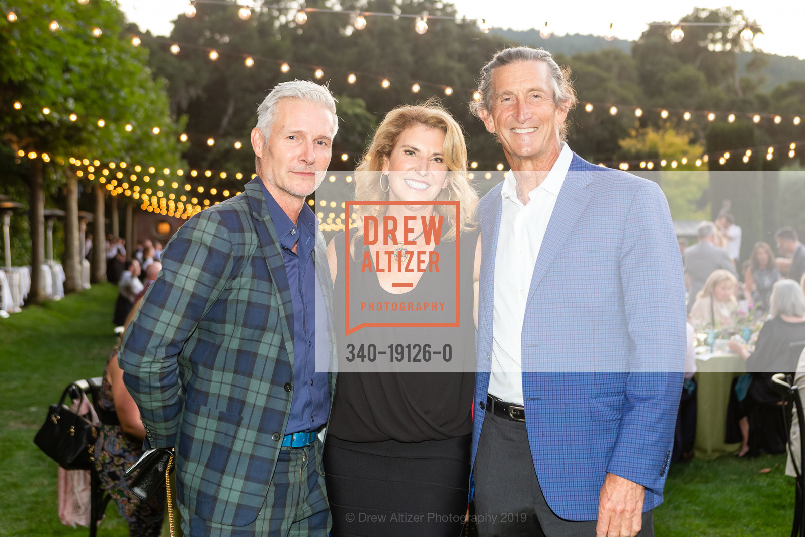 Tom Fischer, Cindy Devereaux, Jason Devereaux, Filoli's Gala in the Garden 2019, Filoli Historic House & Gardens. 86 Cañada Road, September 13th, 2019, Photo #340-19126-0 Tom Fischer, Cindy Devereaux, Jason Devereaux, Photo #340-19126-0