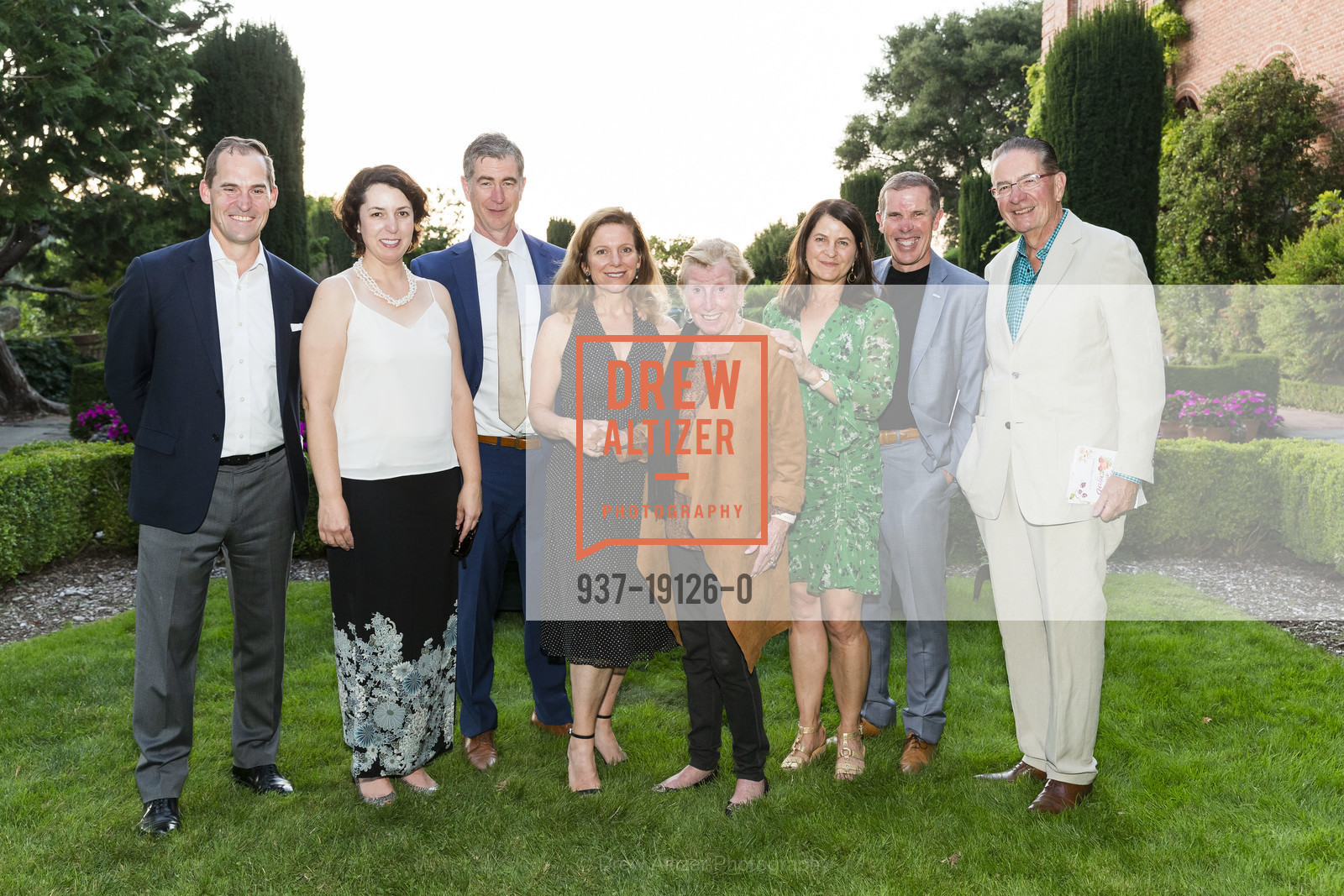 Jochen Mende, Jan Mende, Tim Schmidt, Barb Geraty, Barb Peyton, Christy Allen, Greg Allen, Ron Peyton, Filoli's Gala in the Garden 2019, Filoli Historic House & Gardens. 86 Cañada Road, Photo #937-19126-0 Jochen Mende, Jan Mende, Tim Schmidt, Barb Geraty, Barb Peyton, Christy Allen, Greg Allen, Ron Peyton, Photo #937-19126-0