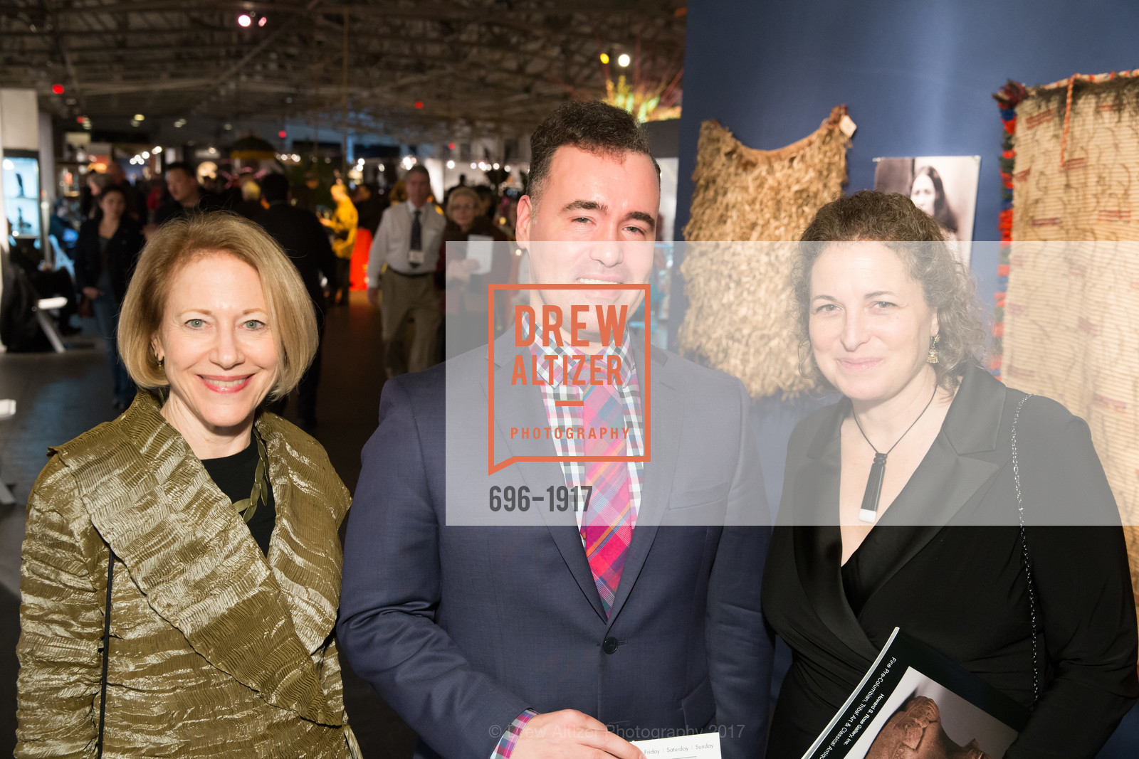 Marla Burns, Kevin Dumouchelle, Christina Hellmich, San Francisco Tribal & Textile Art Show Opening Preview Gala, Fort Mason. Festival Pavilion 2 Marina Blvd, February 9th, 2017, Photo #696-1917 Marla Burns, Kevin Dumouchelle, Christina Hellmich, Photo #696-1917