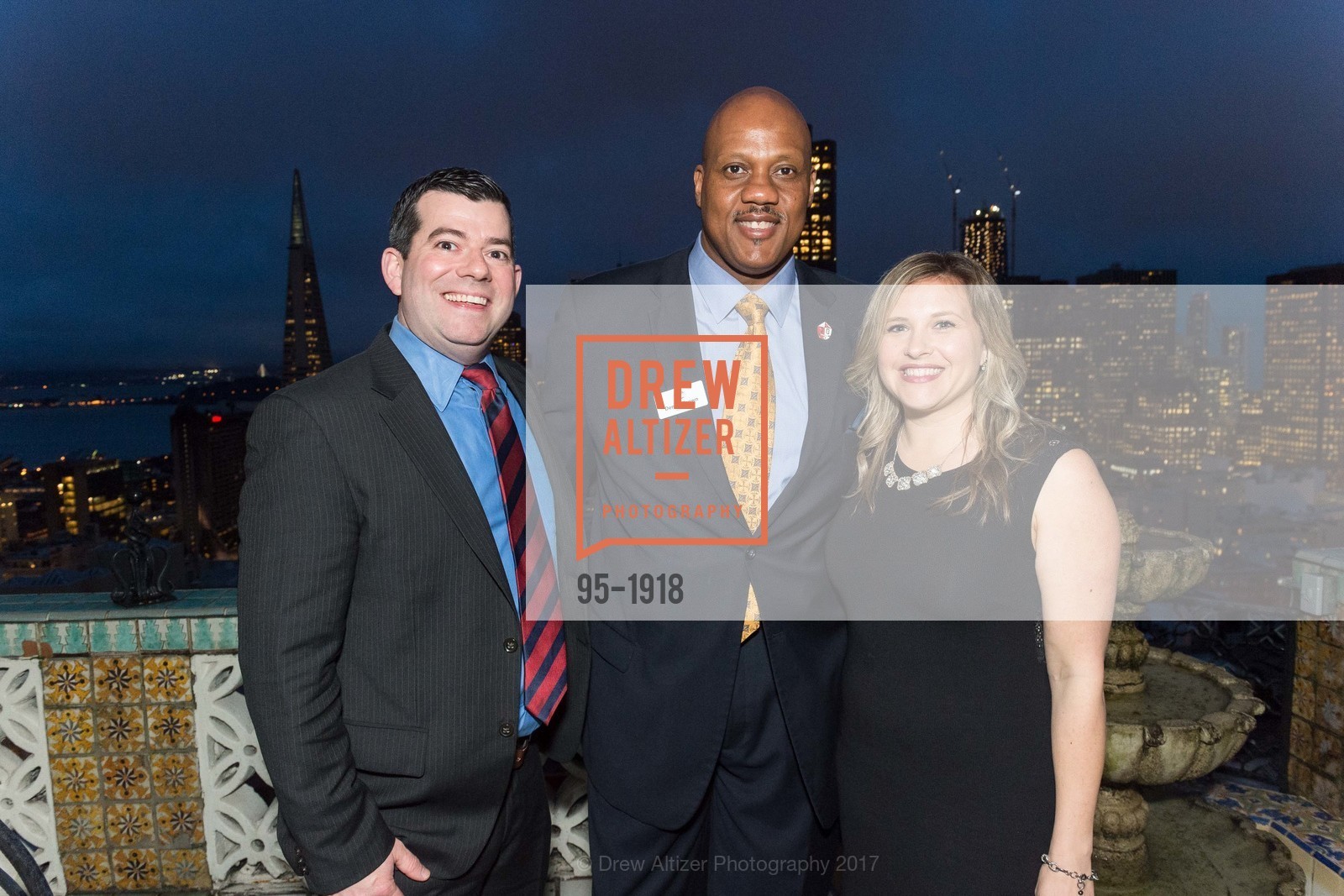 Thomas Hanagan, Dennis Brown, Kathleen Tobin, The 29th Annual Guardsmen Celebrity Dinner & Sports Auction, Fairmont Hotel. 950 Mason St, February 9th, 2017, Photo #95-1918 Thomas Hanagan, Dennis Brown, Kathleen Tobin, Photo #95-1918