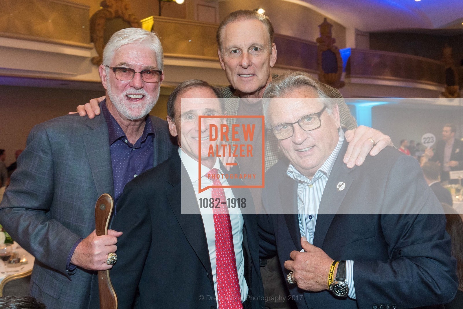Mike Kukrow, Paul Sallaberry, Rick Barry, Duane Kuiper, The 29th Annual Guardsmen Celebrity Dinner & Sports Auction, Fairmont Hotel. 950 Mason St, February 9th, 2017, Photo #1082-1918 Mike Kukrow, Paul Sallaberry, Rick Barry, Duane Kuiper, Photo #1082-1918