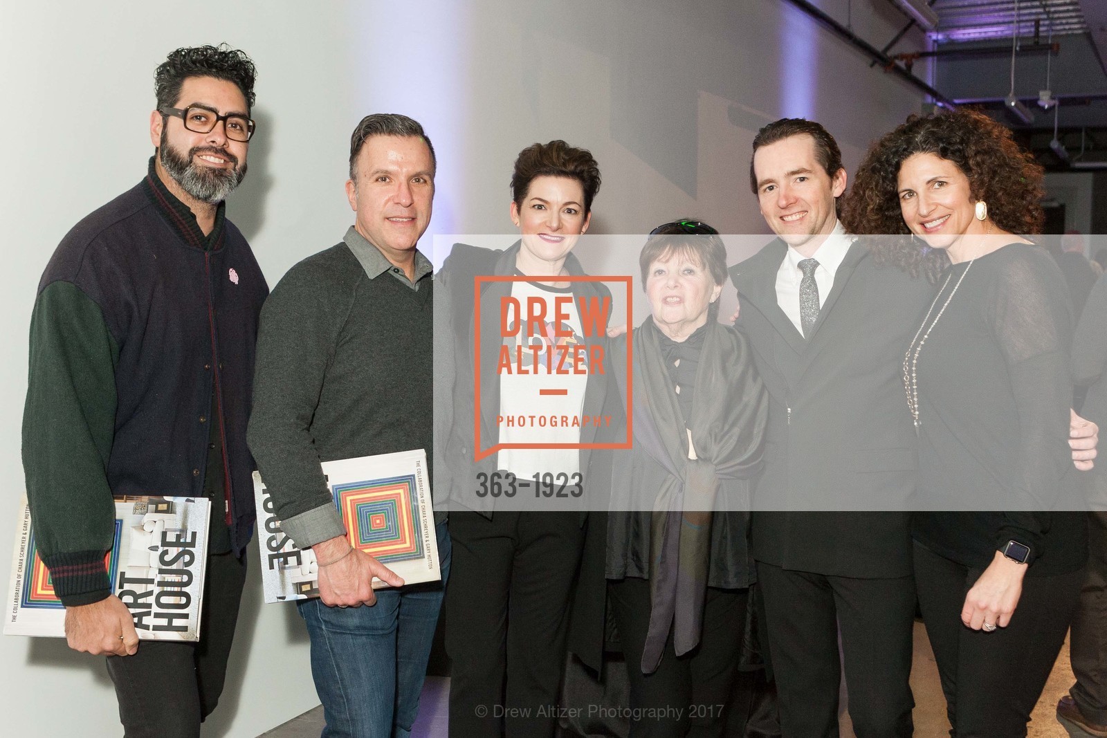 Paulo Placencia, John Merkl, Alisa Carroll, Carole Carroll, Josh Carroll, Lisa Goodman, Art House Launch Party, Minnesota Street Project. 1275 Minnesota Street, February 9th, 2017, Photo #363-1923 Paulo Placencia, John Merkl, Alisa Carroll, Carole Carroll, Josh Carroll, Lisa Goodman, Photo #363-1923