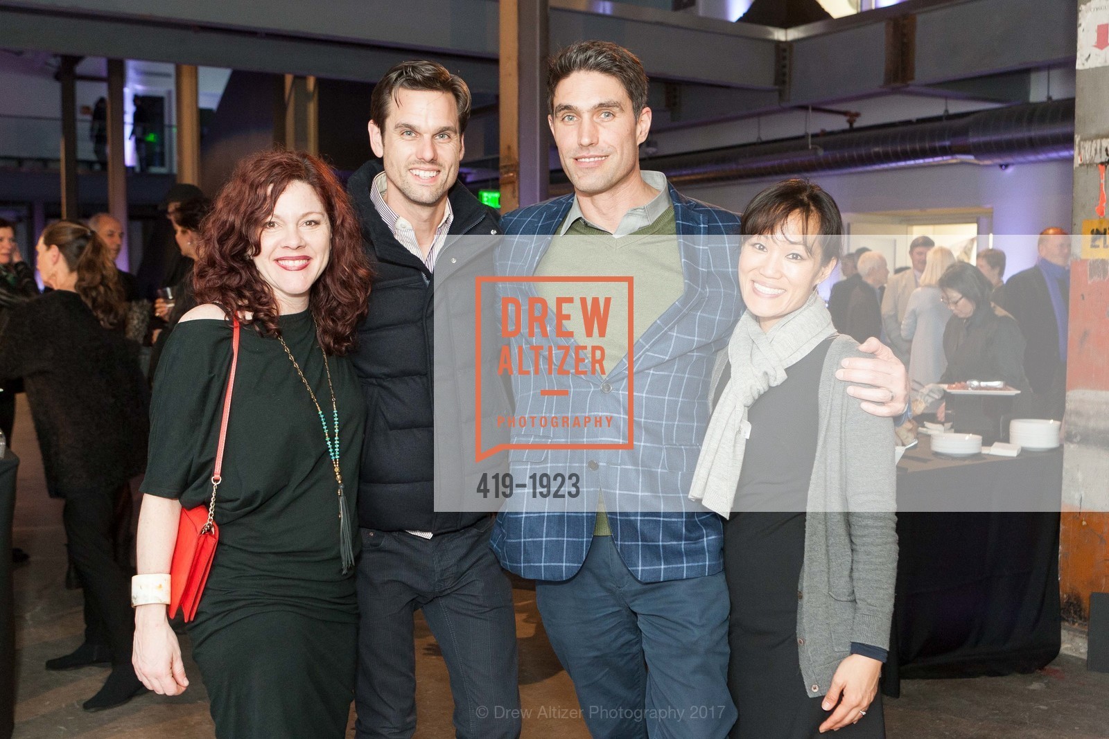 Kelly Hoy, Shawny Maclaggan, Andrew MacLaggan, Jake Stanford, Art House Launch Party, Minnesota Street Project. 1275 Minnesota Street, February 9th, 2017, Photo #419-1923 Kelly Hoy, Shawny Maclaggan, Andrew MacLaggan, Jake Stanford, Photo #419-1923