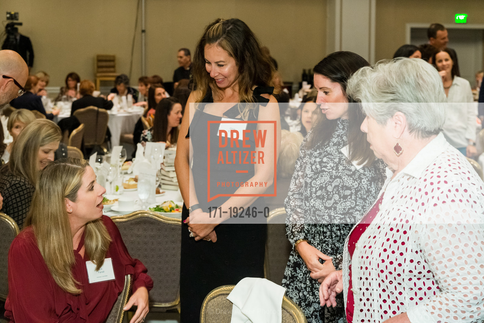 Liz Farrell, Gina Eggert, Julie Dunn, Kathy Gannon-Briggs, Homeless Prenatal Program's 30th Anniversary Luncheon, Fairmont Hotel. 950 Mason Street, Photo #171-19246-0 Liz Farrell, Gina Eggert, Julie Dunn, Kathy Gannon-Briggs, Photo #171-19246-0
