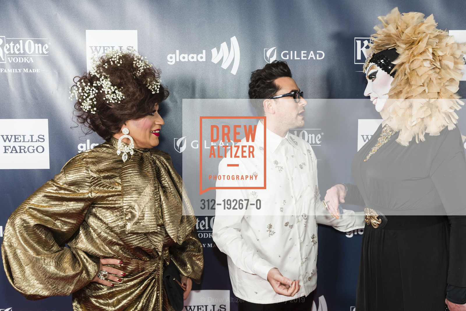 Juanita MORE!, Dan Levy, Sister Roma, GLAAD San Francisco Gala 2019, Hyatt Regency San Francisco. 5 Embarcadero Center, September 28th, 2019, Photo #312-19267-0 Juanita MORE!, Dan Levy, Sister Roma, Photo #312-19267-0