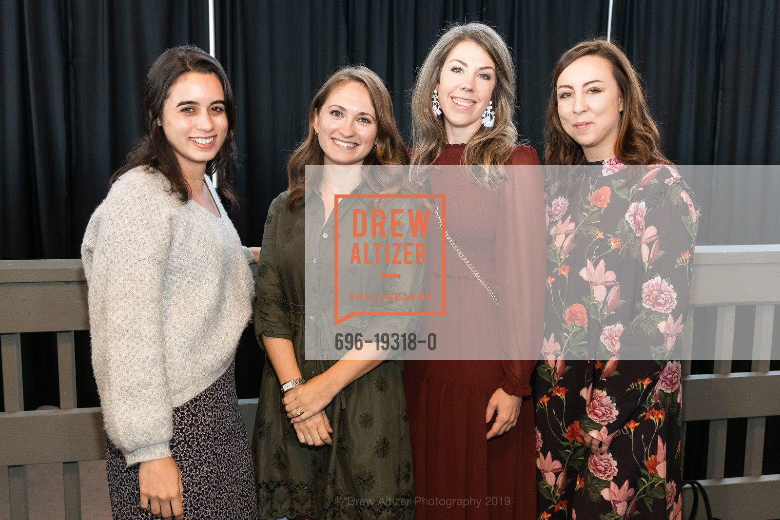 Gabrielle Barnard, Ivy Christianson, Marion Evans, Chelsea Jackson, ICAA Annual Fall Antique Show Lunch and Lecture, Fort Mason Festival Pavillion, October 4th, 2019, Photo #696-19318-0 Gabrielle Barnard, Ivy Christianson, Marion Evans, Chelsea Jackson, Photo #696-19318-0