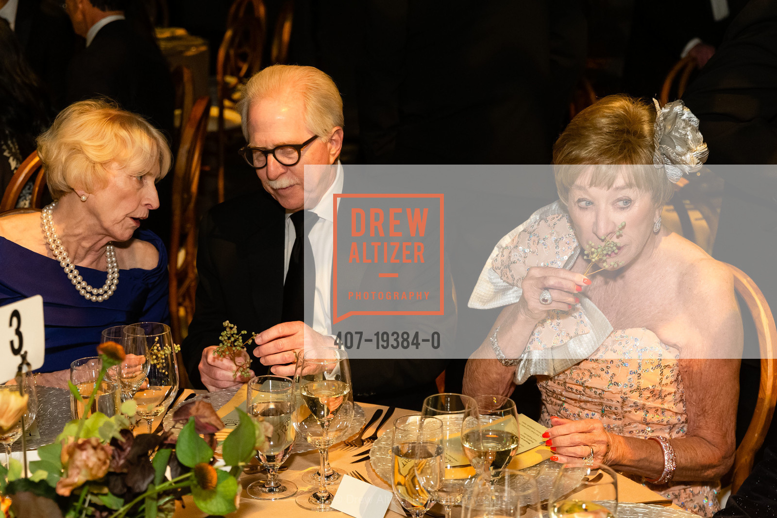 Joan Lavorna, Bob Newman, Maria Pitcairn, James Tissot: Fashion Faith Black Tie Dinner, Legion of Honor, October 10th, 2019, Photo #407-19384-0 Joan Lavorna, Bob Newman, Maria Pitcairn, Photo #407-19384-0