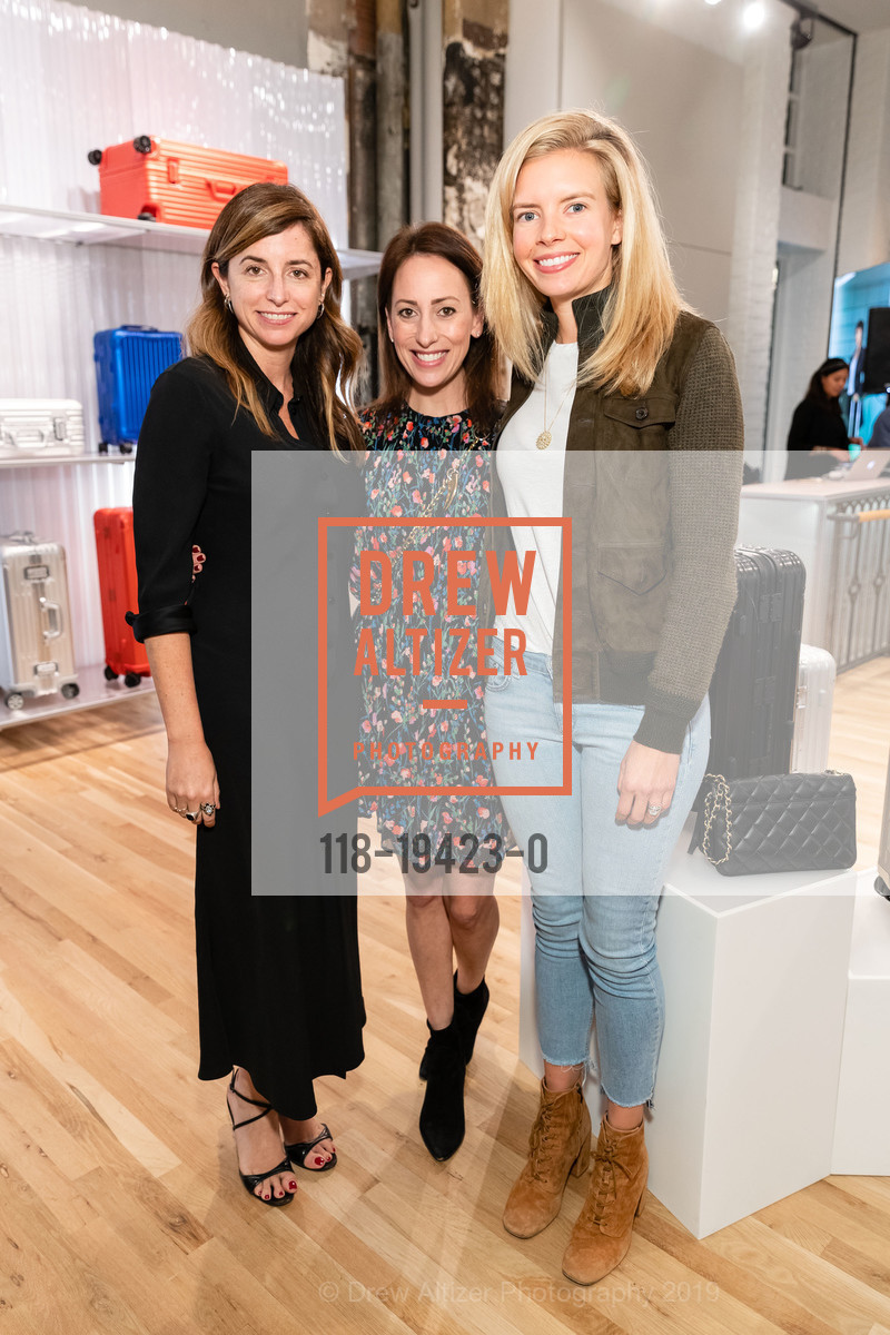 Emily Holt, Courtney Kass, Lacy Kiernan Carroll, RIMOWA Opening Party, RIMOWA. 222 Grant Avenue, October 15th, 2019, Photo #118-19423-0 Emily Holt, Courtney Kass, Lacy Kiernan Carroll, Photo #118-19423-0