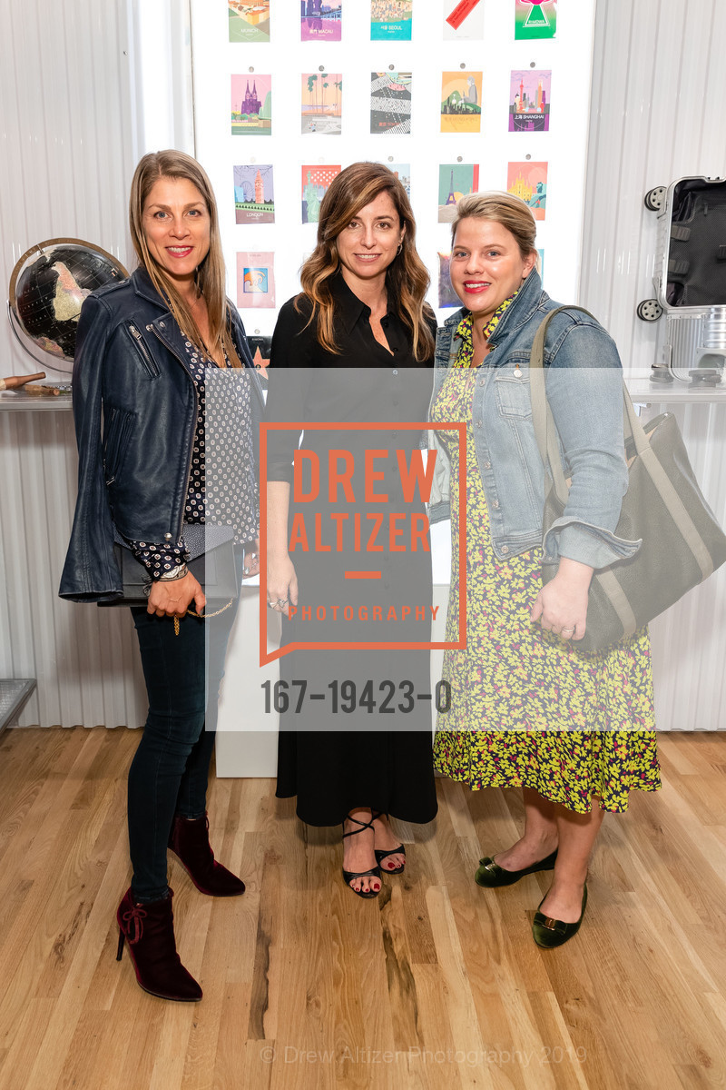 Laurie Carrade, Emily Holt, Shelley Ryan, RIMOWA Opening Party, RIMOWA. 222 Grant Avenue, October 15th, 2019, Photo #167-19423-0 Laurie Carrade, Emily Holt, Shelley Ryan, Photo #167-19423-0