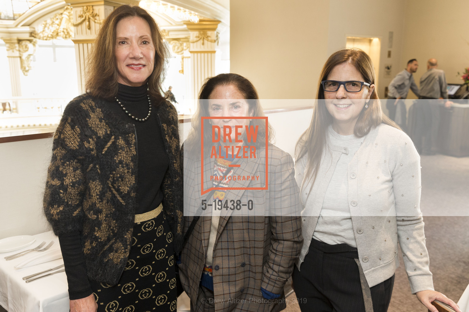 Clair Slaymaker, Susan Weiss, Leslie Nathy, Neiman Marcus Hosts Brunello Cucinelli Luncheon with Carolina Cucinelli, Neiman Marcus, Rotunda. 150 Stockton Street, October 17th, 2019, Photo #5-19438-0 Clair Slaymaker, Susan Weiss, Leslie Nathy, Photo #5-19438-0