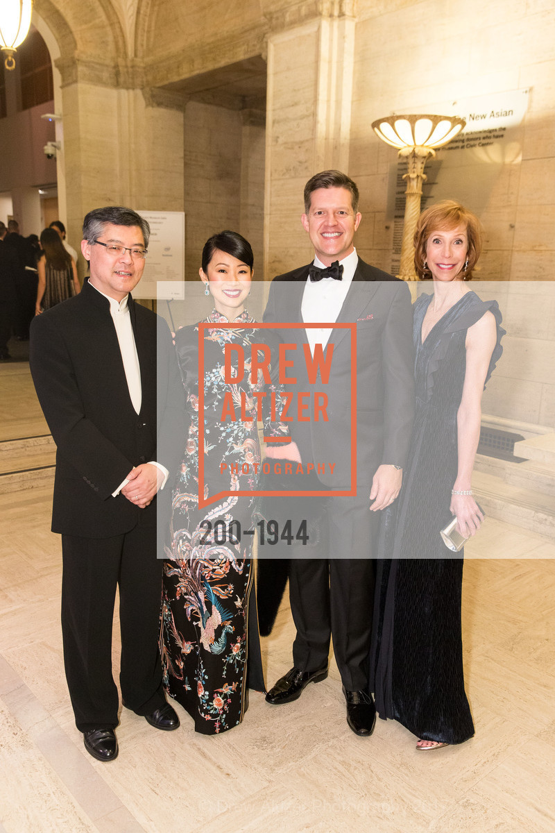 Jay Xu, Huifen Chan, Roelof Botha, Nancy Kukacka, Asian Art Museum Gala 2017, Asian Art Museum. 200 Larkin St, March 2nd, 2017, Photo #200-1944 Jay Xu, Huifen Chan, Roelof Botha, Nancy Kukacka, Photo #200-1944