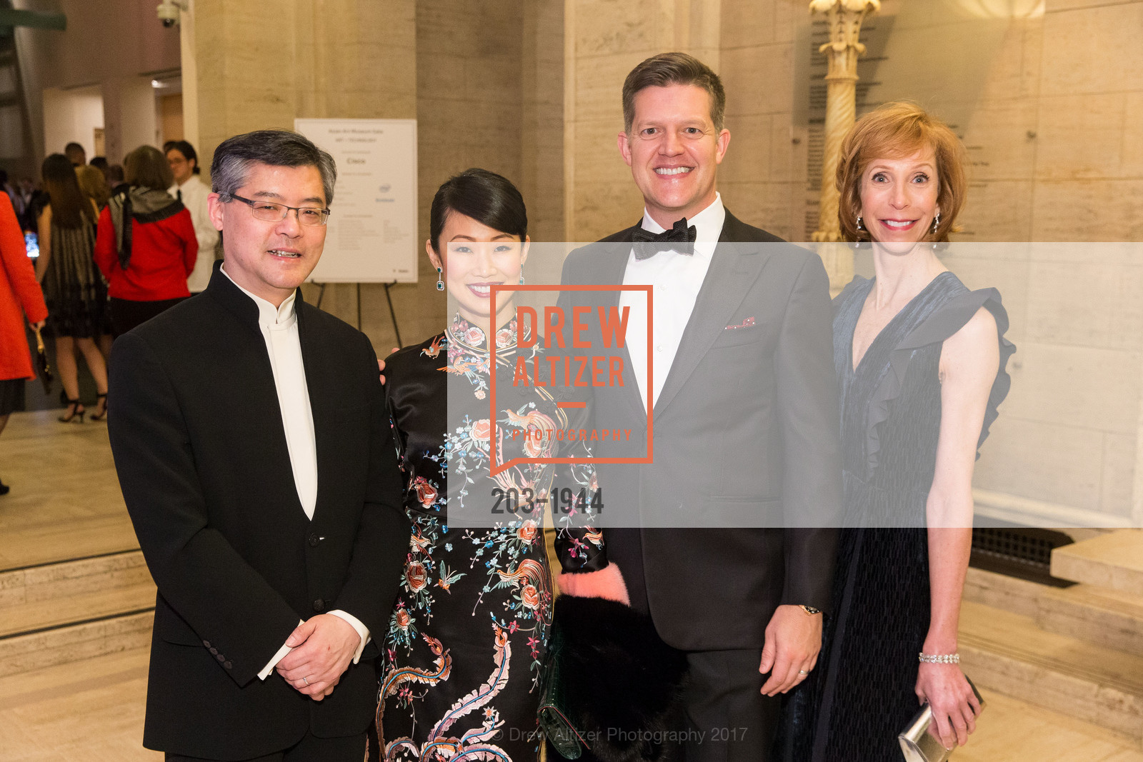 Jay Xu, Huifen Chan, Roelof Botha, Nancy Kukacka, Asian Art Museum Gala 2017, Asian Art Museum. 200 Larkin St, March 2nd, 2017, Photo #203-1944 Jay Xu, Huifen Chan, Roelof Botha, Nancy Kukacka, Photo #203-1944