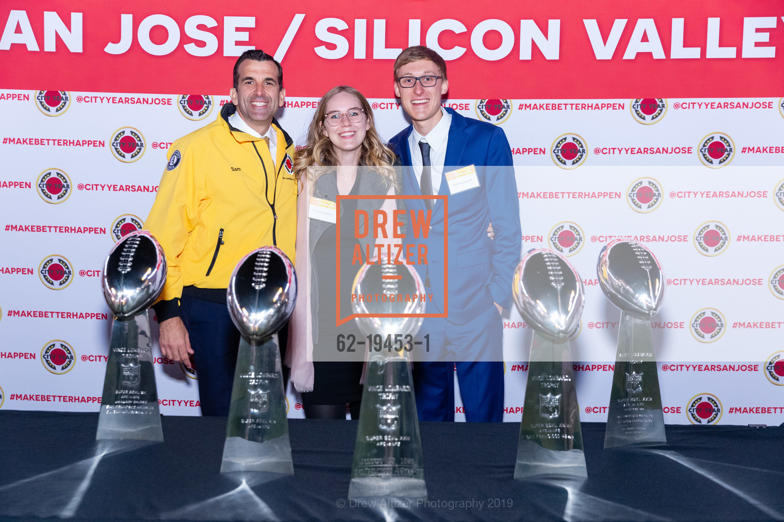 Sam Liccardo, Christina Mazzotta, Nathan Guenther, City Year San Jose 25th Anniversary Gala 2019, Levi's Stadium. 4900 Marie P DeBartolo Way, October 17th, 2019, Photo #62-19453-1 Sam Liccardo, Christina Mazzotta, Nathan Guenther, Photo #62-19453-1