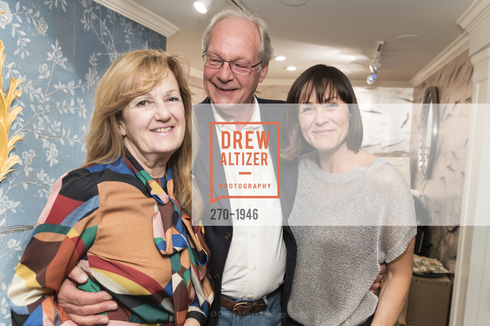 Karen Stanway, Adrian Stanway, Julie Lloyd, de Gournay Celebrates Opening of New Boutique, de Gournay Showroom. 3681A Sacramento Street
, March 1st, 2017, Photo #270-1946 Karen Stanway, Adrian Stanway, Julie Lloyd, Photo #270-1946