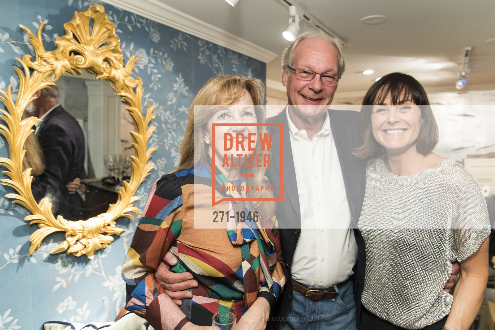 Karen Stanway, Adrian Stanway, Julie Lloyd, de Gournay Celebrates Opening of New Boutique, de Gournay Showroom. 3681A Sacramento Street
, March 1st, 2017, Photo #271-1946 Karen Stanway, Adrian Stanway, Julie Lloyd, Photo #271-1946