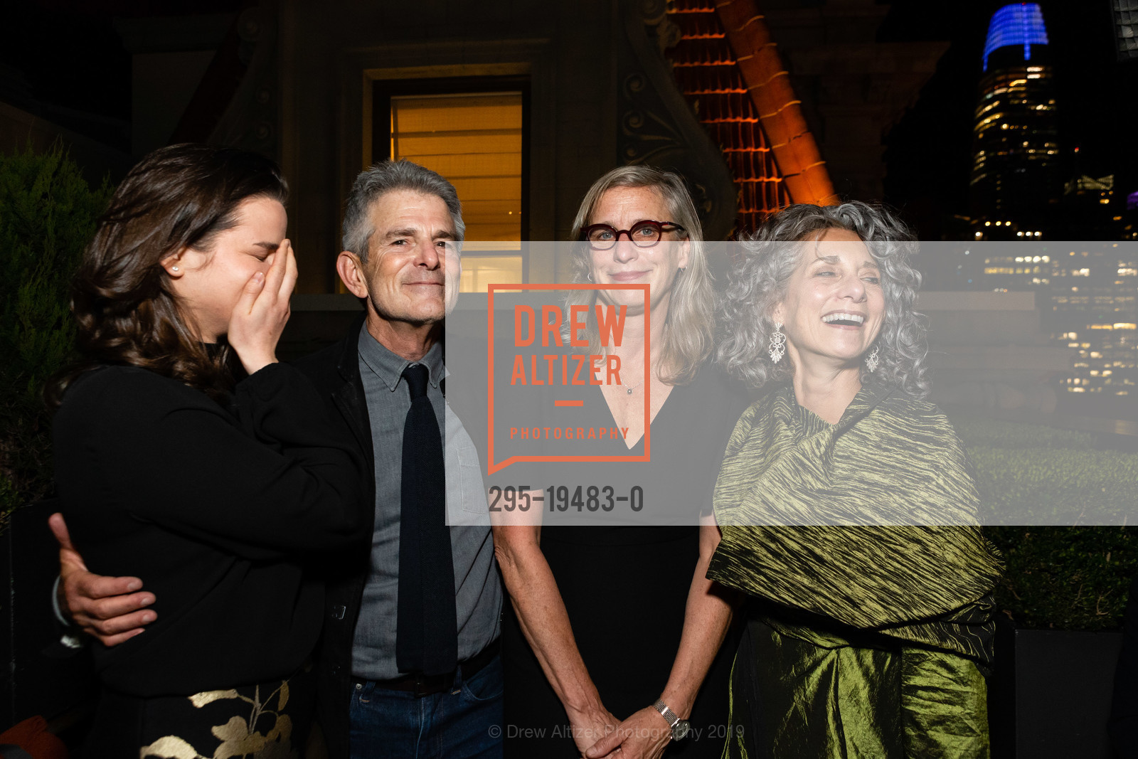 Daphne Palmer, Jeffrey Fraenkel, Amy Whiteside, Frish Brandt, Fraenkel Gallery 40th Anniversary Celebration, One Kearny Club. 23 Geary Street, October 22nd, 2019, Photo #295-19483-0 Daphne Palmer, Jeffrey Fraenkel, Amy Whiteside, Frish Brandt, Photo #295-19483-0