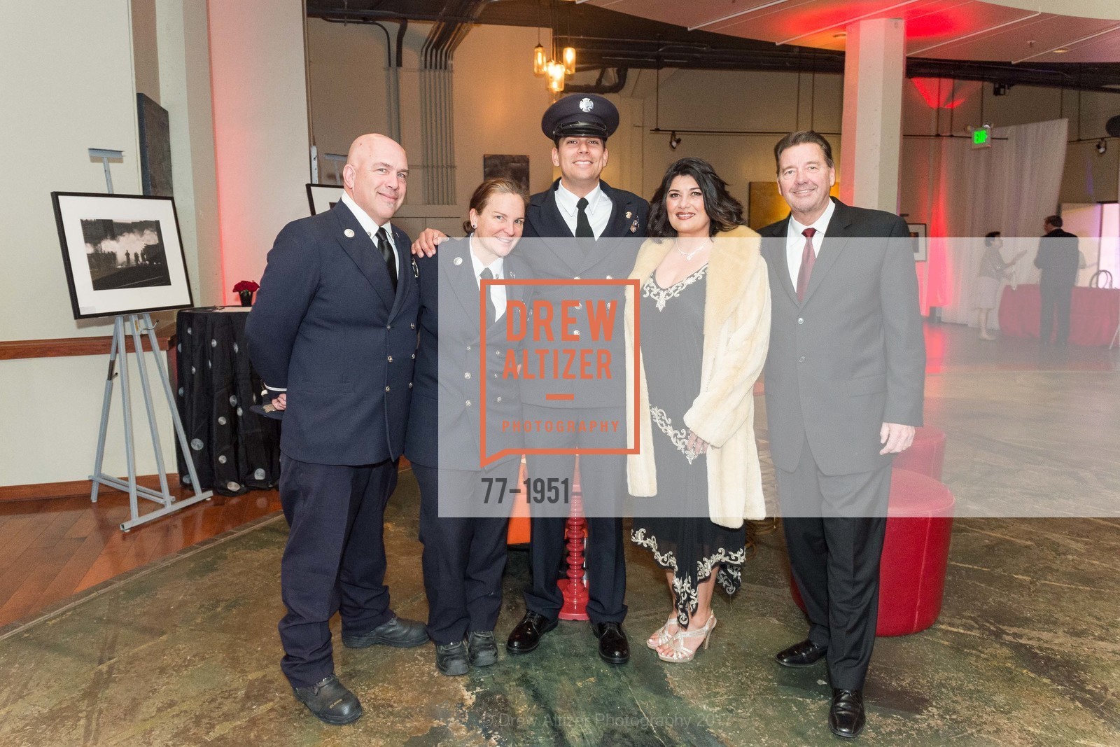 Jay Draper, Aisha Krieger, Steve Martin Pinto, Marilyn Chavez, Elmer Carr, San Francisco Firefighters Cancer Prevention Foundation's The Art of Fire Gala, Terra Gallery. 511 Harrison St, March 4th, 2017, Photo #77-1951 Jay Draper, Aisha Krieger, Steve Martin Pinto, Marilyn Chavez, Elmer Carr, Photo #77-1951