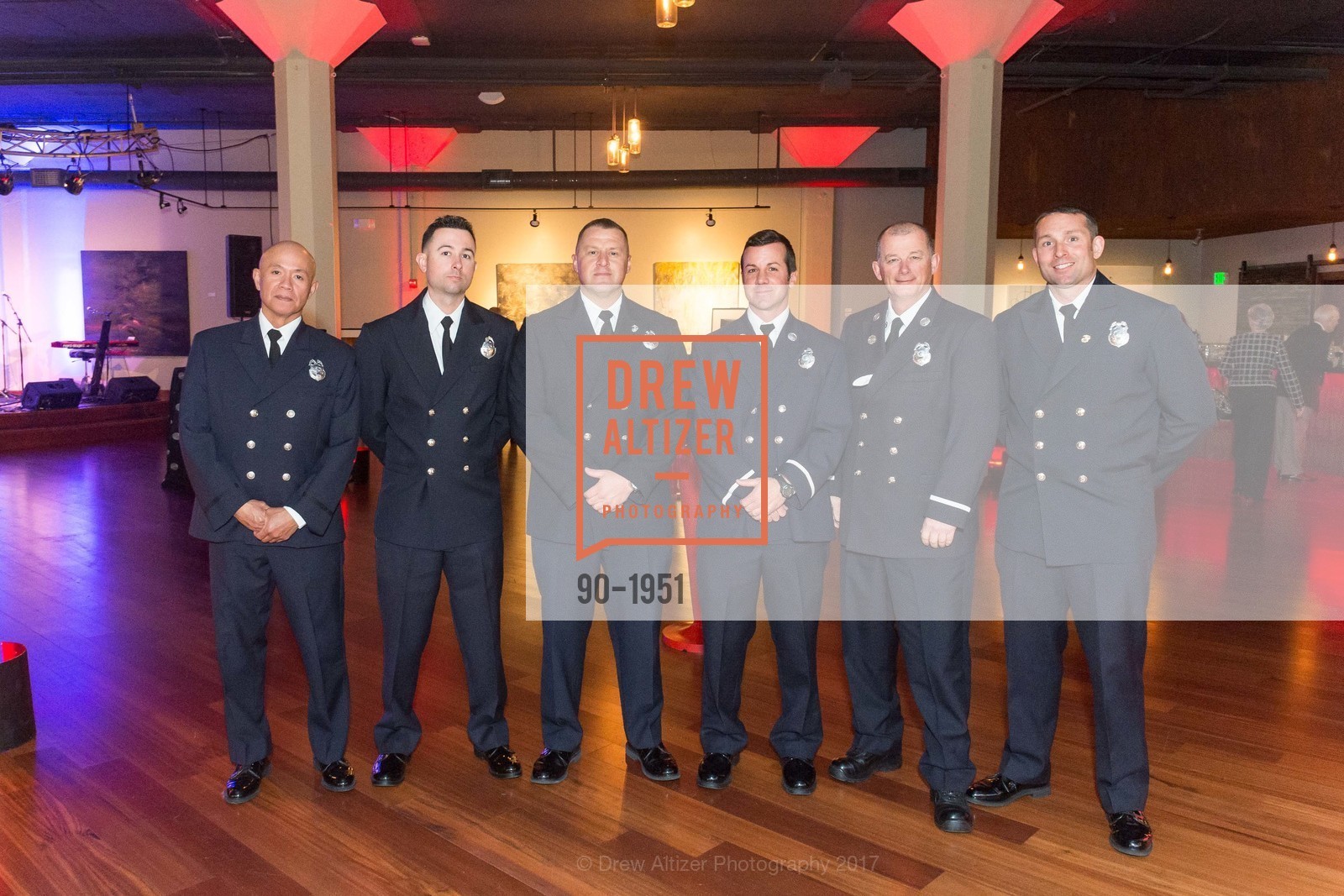 Willie Vaone, Shaun Chatfield, Fred Calonico, Matt Hutchinson, Lenard Caulder, Jason Aldridge, San Francisco Firefighters Cancer Prevention Foundation's The Art of Fire Gala, Terra Gallery. 511 Harrison St, March 4th, 2017, Photo #90-1951 Willie Vaone, Shaun Chatfield, Fred Calonico, Matt Hutchinson, Lenard Caulder, Jason Aldridge, Photo #90-1951