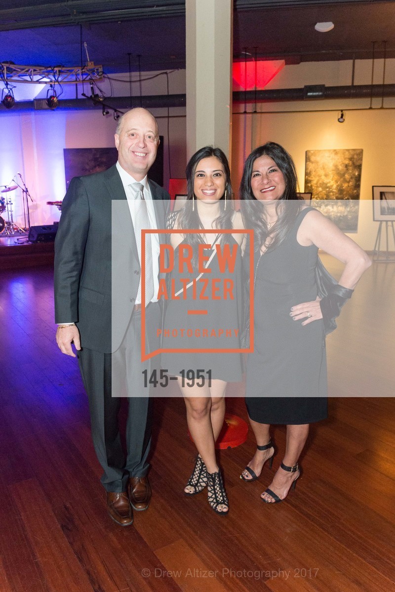 Frank Marinaro, Sophie Marinaro, Peggy Marinaro, San Francisco Firefighters Cancer Prevention Foundation's The Art of Fire Gala, Terra Gallery. 511 Harrison St, March 4th, 2017, Photo #145-1951 Frank Marinaro, Sophie Marinaro, Peggy Marinaro, Photo #145-1951