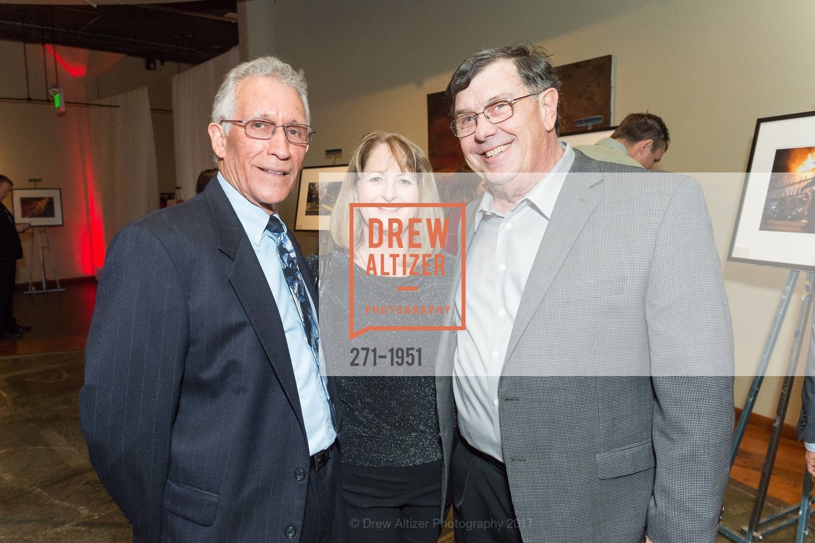 Garry Leal, Laurie Balzarini, Ray Balzarini, San Francisco Firefighters Cancer Prevention Foundation's The Art of Fire Gala, Terra Gallery. 511 Harrison St, March 4th, 2017, Photo #271-1951 Garry Leal, Laurie Balzarini, Ray Balzarini, Photo #271-1951