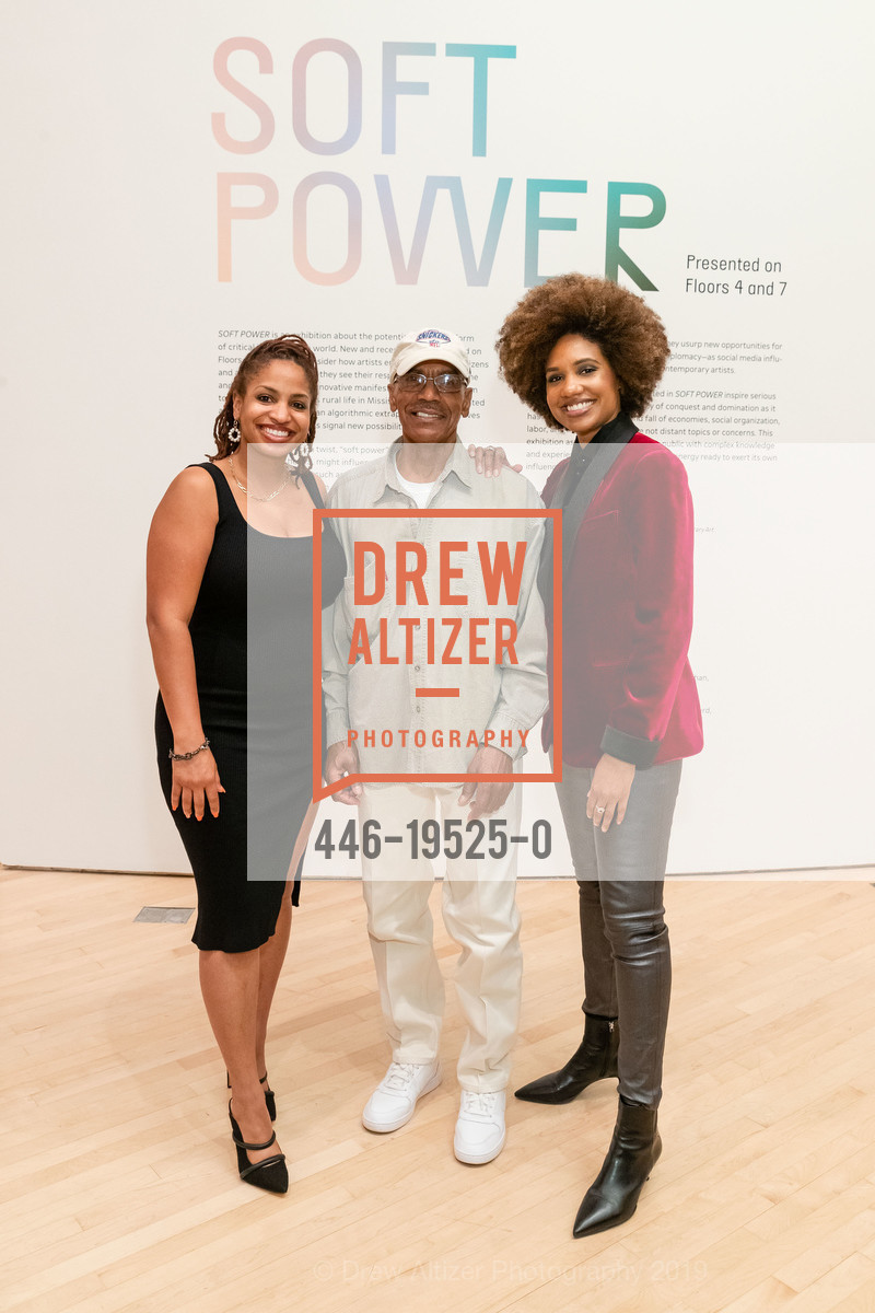 Shea Cobb, Douglas Smiley, LaToya Ruby Frazier, SFMOMA SOFT POWER CC/DC Preview + Reception, SFMOMA, October 23rd, 2019, Photo #446-19525-0 Shea Cobb, Douglas Smiley, LaToya Ruby Frazier, Photo #446-19525-0