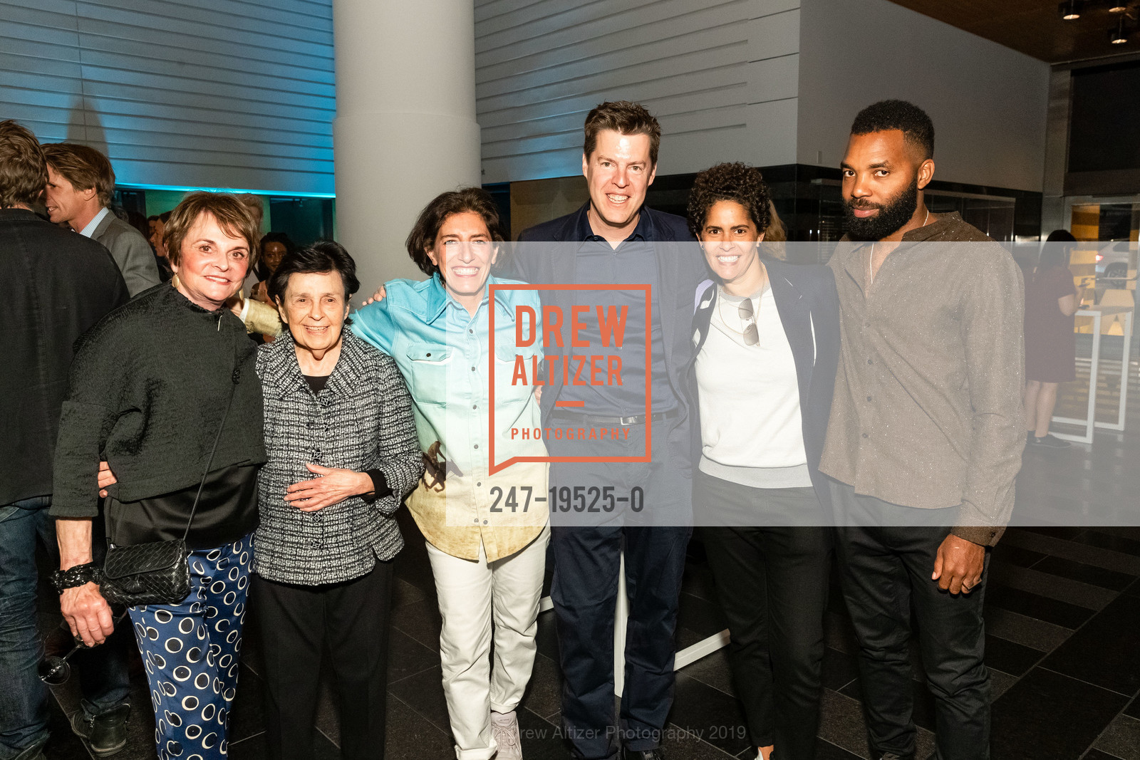 Mary Zlot, Marian Goodman, Nairy Braghamian, Philipp Kaiser, Julie Mehretu, Tavares Strachan, SFMOMA SOFT POWER CC/DC Preview + Reception, SFMOMA, October 23rd, 2019, Photo #247-19525-0 Mary Zlot, Marian Goodman, Nairy Braghamian, Philipp Kaiser, Julie Mehretu, Tavares Strachan, Photo #247-19525-0