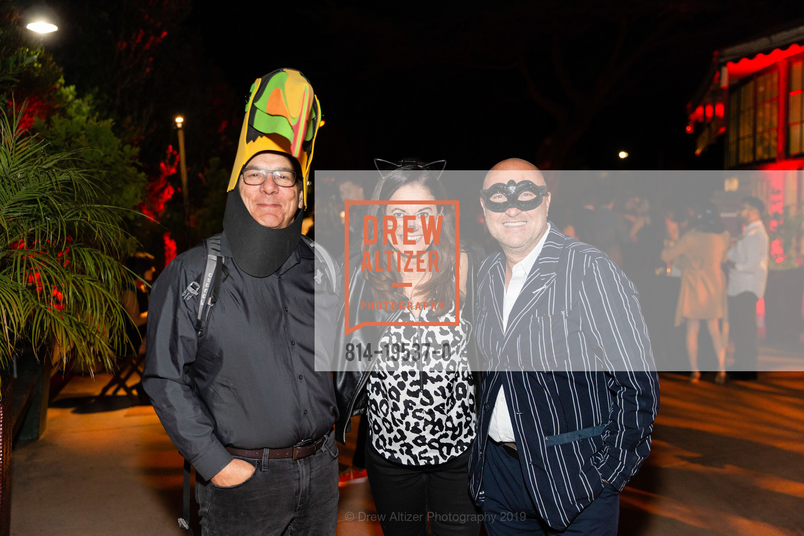 Mike O'Neil, Tammy O'Neil, Ismael Ibnoulouafi, SF Zoo's Fur Ball 2019: MasqueROAR, SF Zoo. Sloat Blvd. & Great Highway, October 25th, 2019, Photo #814-19537-0 Mike O'Neil, Tammy O'Neil, Ismael Ibnoulouafi, Photo #814-19537-0