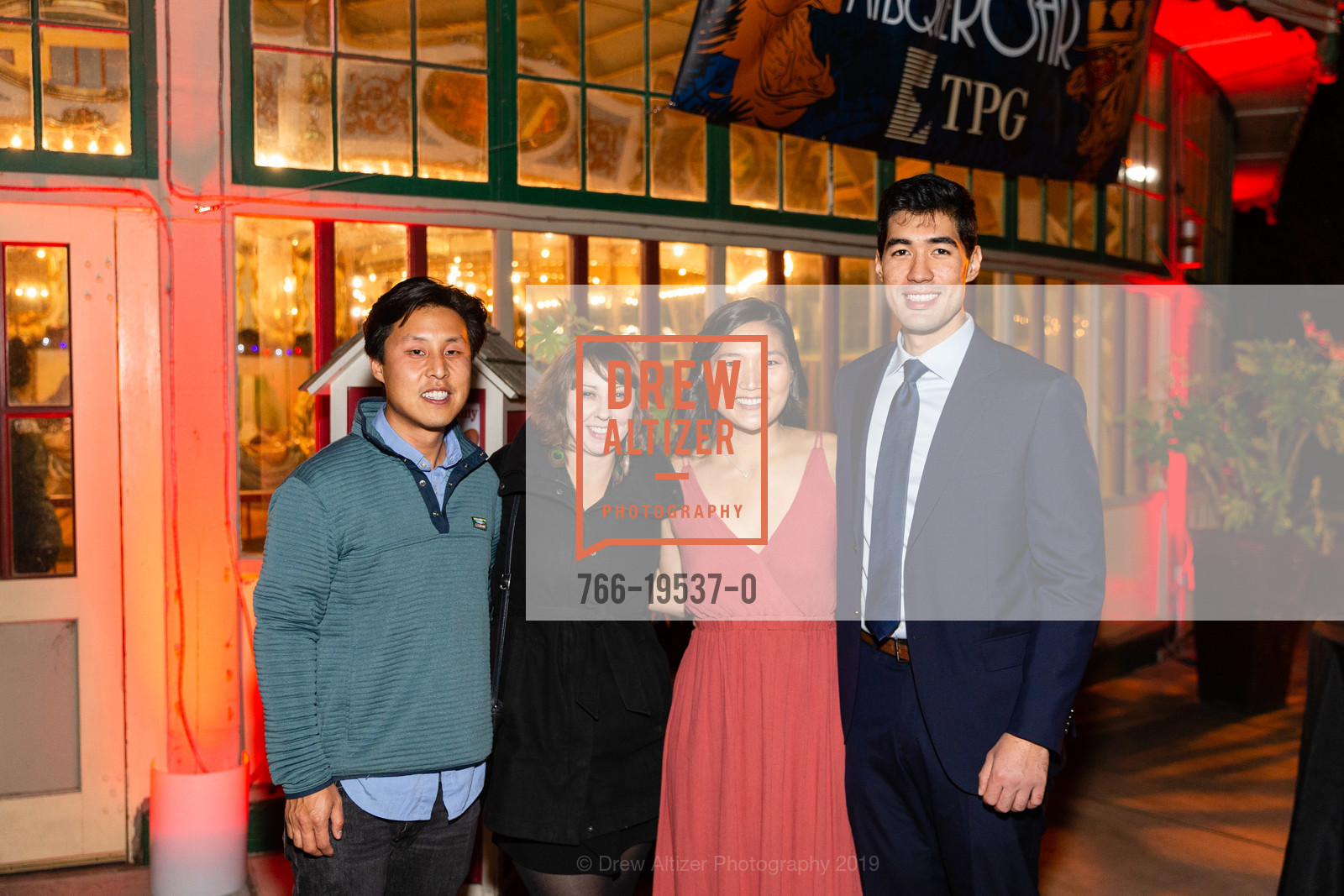 Richard Nam, Bryn Paslawski, Christina Kim, Abram Gordon, SF Zoo's Fur Ball 2019: MasqueROAR, SF Zoo. Sloat Blvd. & Great Highway, October 25th, 2019, Photo #766-19537-0 Richard Nam, Bryn Paslawski, Christina Kim, Abram Gordon, Photo #766-19537-0