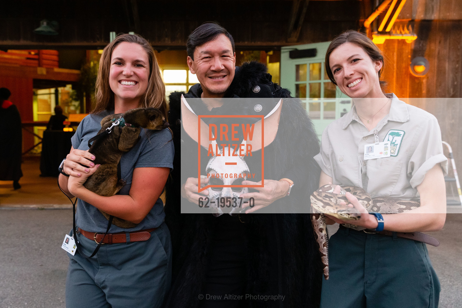 Kaela Schnitzler, Tim Wu, Katie Ewing, SF Zoo's Fur Ball 2019: MasqueROAR, SF Zoo. Sloat Blvd. & Great Highway, Photo #62-19537-0 Kaela Schnitzler, Tim Wu, Katie Ewing, Photo #62-19537-0
