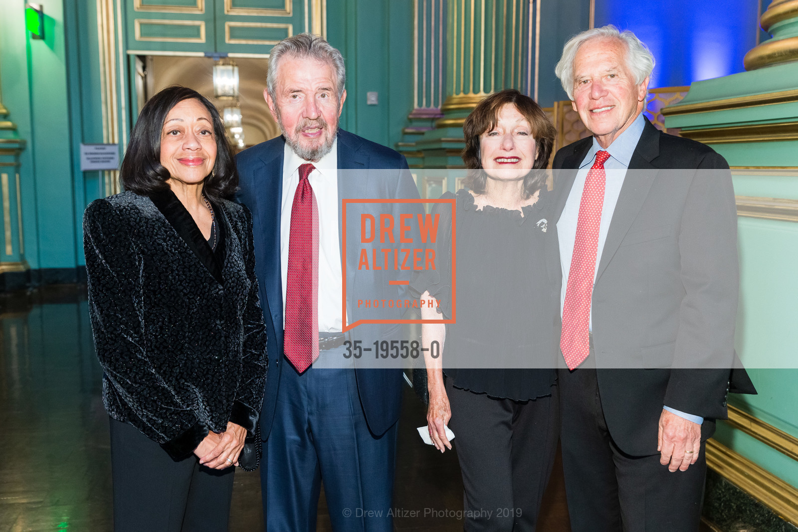 Joyce Corrigan, Robert Corrigan, Sharon Collins, John Steinfirst, San Francisco Performances 40th Anniversary Gala, San Francisco War Memorial. 401 Van Ness, October 29th, 2019, Photo #35-19558-0 Joyce Corrigan, Robert Corrigan, Sharon Collins, John Steinfirst, Photo #35-19558-0