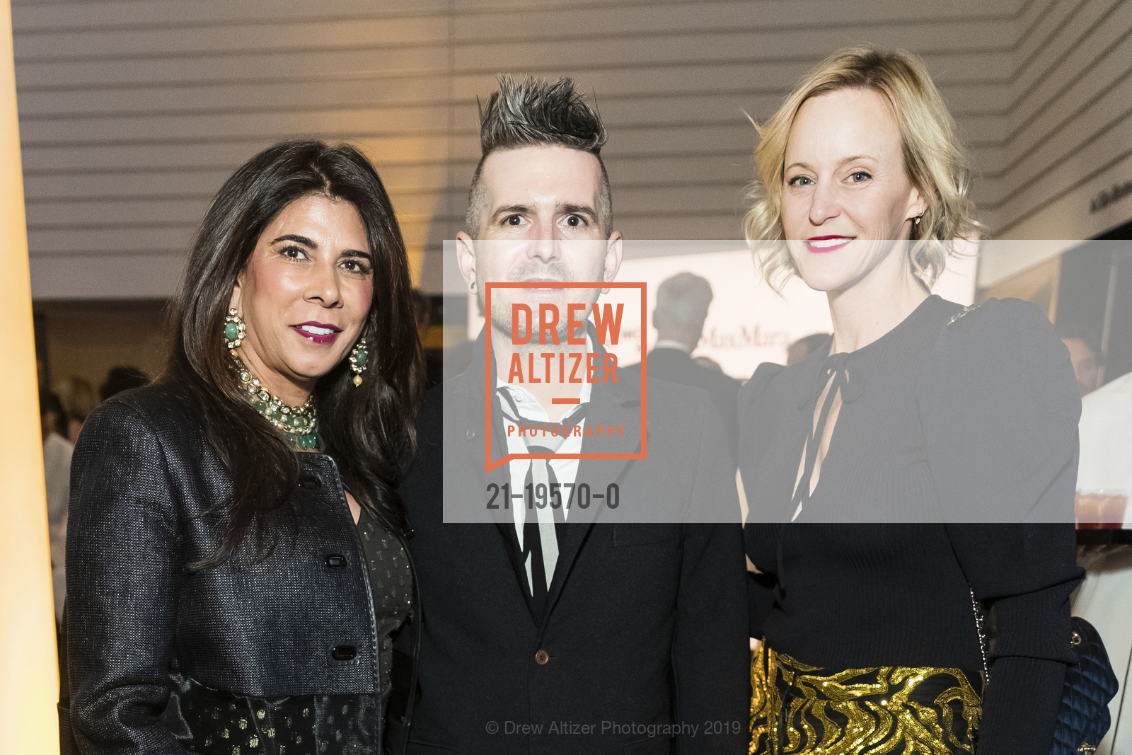 Sujata Pherwani, Josh Kelley, Kristen Evans, SFMOMA Contemporary Vision Award Honoring Neri Oxman 2019, SFMOMA, October 30th, 2019, Photo #21-19570-0 Sujata Pherwani, Josh Kelley, Kristen Evans, Photo #21-19570-0