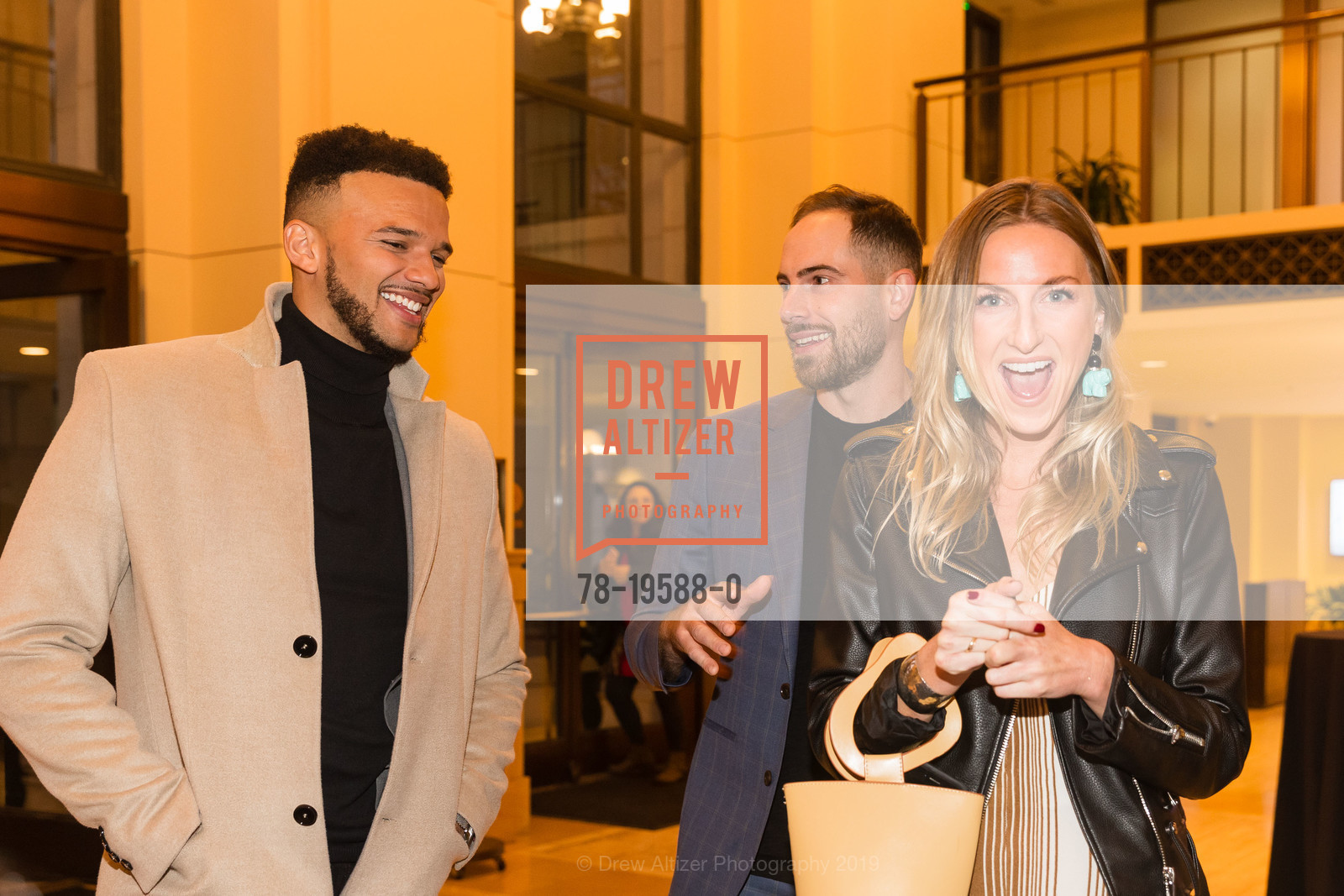 Petrice Jones, Emma Riley, John Manente, International Ocean Film Festival Off the Reef Fall Benefit, Bently Reserve. 301 Battery Street, November 2nd, 2019, Photo #78-19588-0 Petrice Jones, Emma Riley, John Manente, Photo #78-19588-0