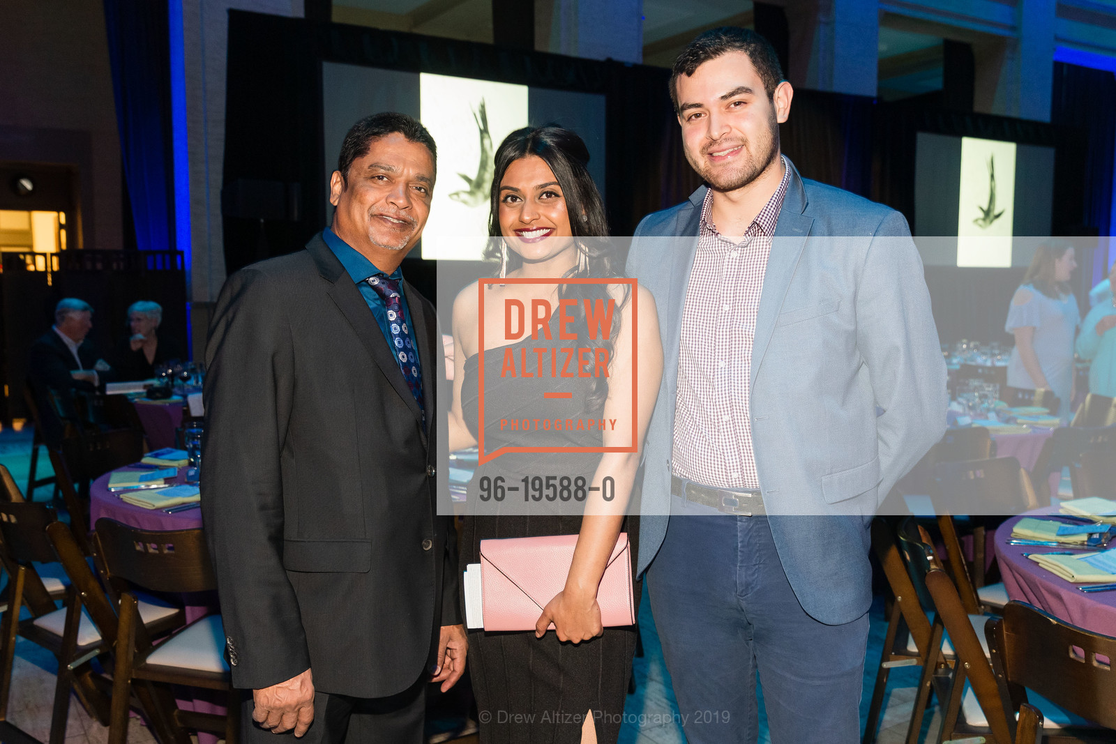 Tony Dumbhalia, Chandni Dumbhalia, Michael Saldana, International Ocean Film Festival Off the Reef Fall Benefit, Bently Reserve. 301 Battery Street, November 2nd, 2019, Photo #96-19588-0 Tony Dumbhalia, Chandni Dumbhalia, Michael Saldana, Photo #96-19588-0