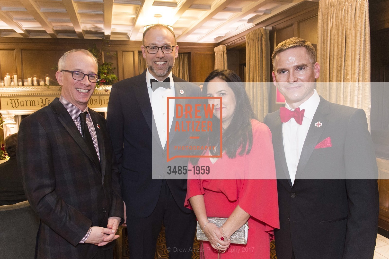 Eric Alexander, Trevor Riggen, Victoria Velline, Jonathan Velline, Red Cross Gala 2017, Julia Morgan Ballroom. 465 California St San Francisco, California 94104, March 11th, 2017, Photo #3485-1959 Eric Alexander, Trevor Riggen, Victoria Velline, Jonathan Velline, Photo #3485-1959