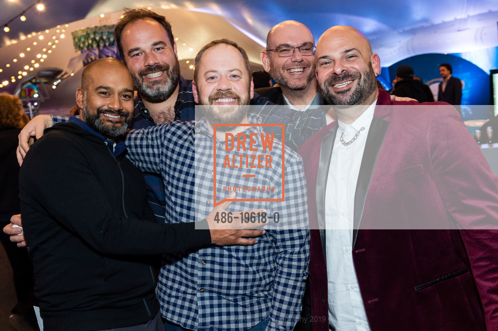 Sandip Patel, Scott Thomas, Brandon Ahlstrom, Randy Taradash, Kevin Kopjak, Premiere of AMALUNA by Cirque du Soleil, Oracle Park, Under the Big Top, November 7th, 2019, Photo #486-19618-0 Sandip Patel, Scott Thomas, Brandon Ahlstrom, Randy Taradash, Kevin Kopjak, Photo #486-19618-0
