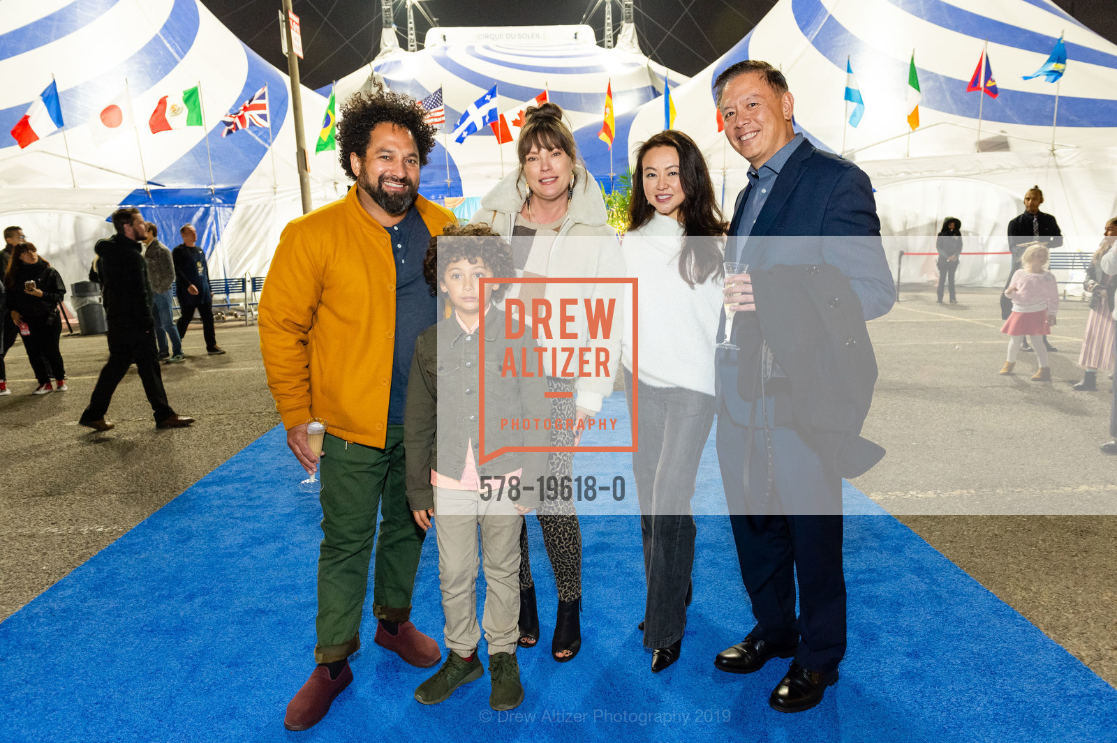Ravi Kapur, Makoa Kapur, April Storm, Bonnie Low, Kevin Lee, Premiere of AMALUNA by Cirque du Soleil, Oracle Park, Under the Big Top, November 7th, 2019, Photo #578-19618-0 Ravi Kapur, Makoa Kapur, April Storm, Bonnie Low, Kevin Lee, Photo #578-19618-0