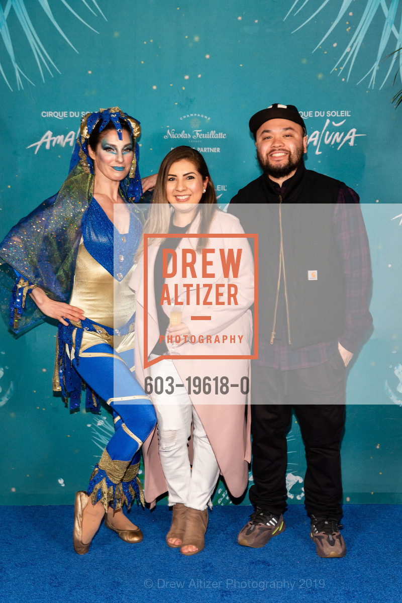 Maria LaMance, Jency Duran, Marty Ibasan, Premiere of AMALUNA by Cirque du Soleil, Oracle Park, Under the Big Top, November 7th, 2019, Photo #603-19618-0 Maria LaMance, Jency Duran, Marty Ibasan, Photo #603-19618-0