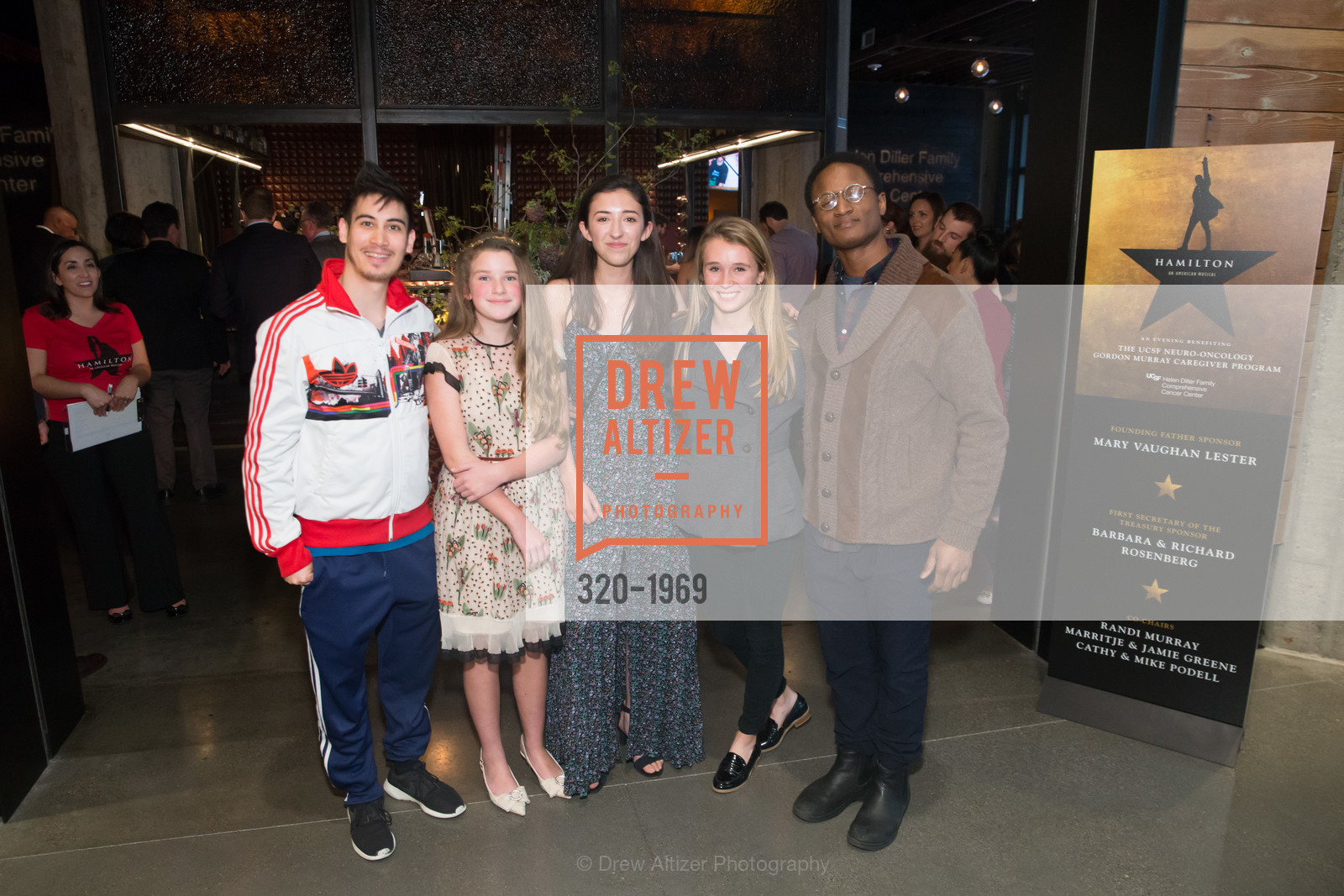 Daniel Ching, Maureen Podell, Madison O'Brien, Lauren O'Brien, Jeffrey Duffy, Hamilton-Benefitting the UCSF Gorgon Murray Caregiver Program, Dirty Water. 1355 Market Street, Photo #320-1969 Daniel Ching, Maureen Podell, Madison O'Brien, Lauren O'Brien, Jeffrey Duffy, Photo #320-1969