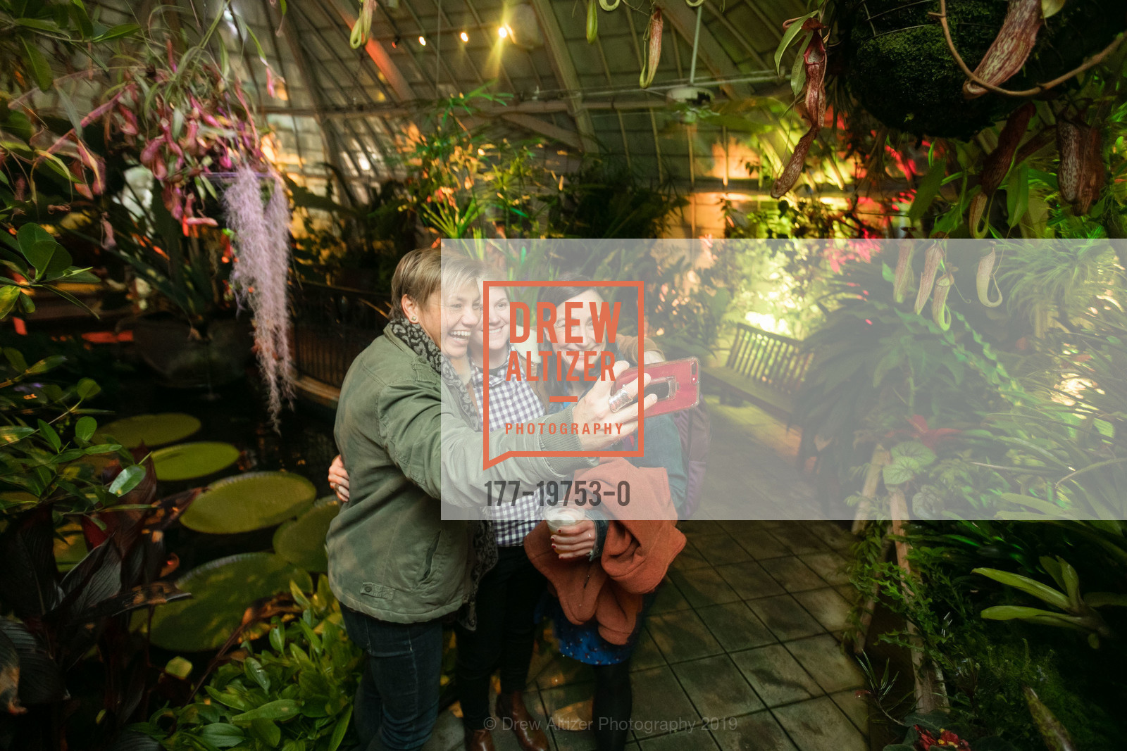 Ivy Schlegel, Robin Averbeck, Erin Bray, Conservatory of Flowers Night Bloom 2019, Conservatory of Flowers. 100 John F. Kennedy Drive, November 22nd, 2019, Photo #177-19753-0 Ivy Schlegel, Robin Averbeck, Erin Bray, Photo #177-19753-0