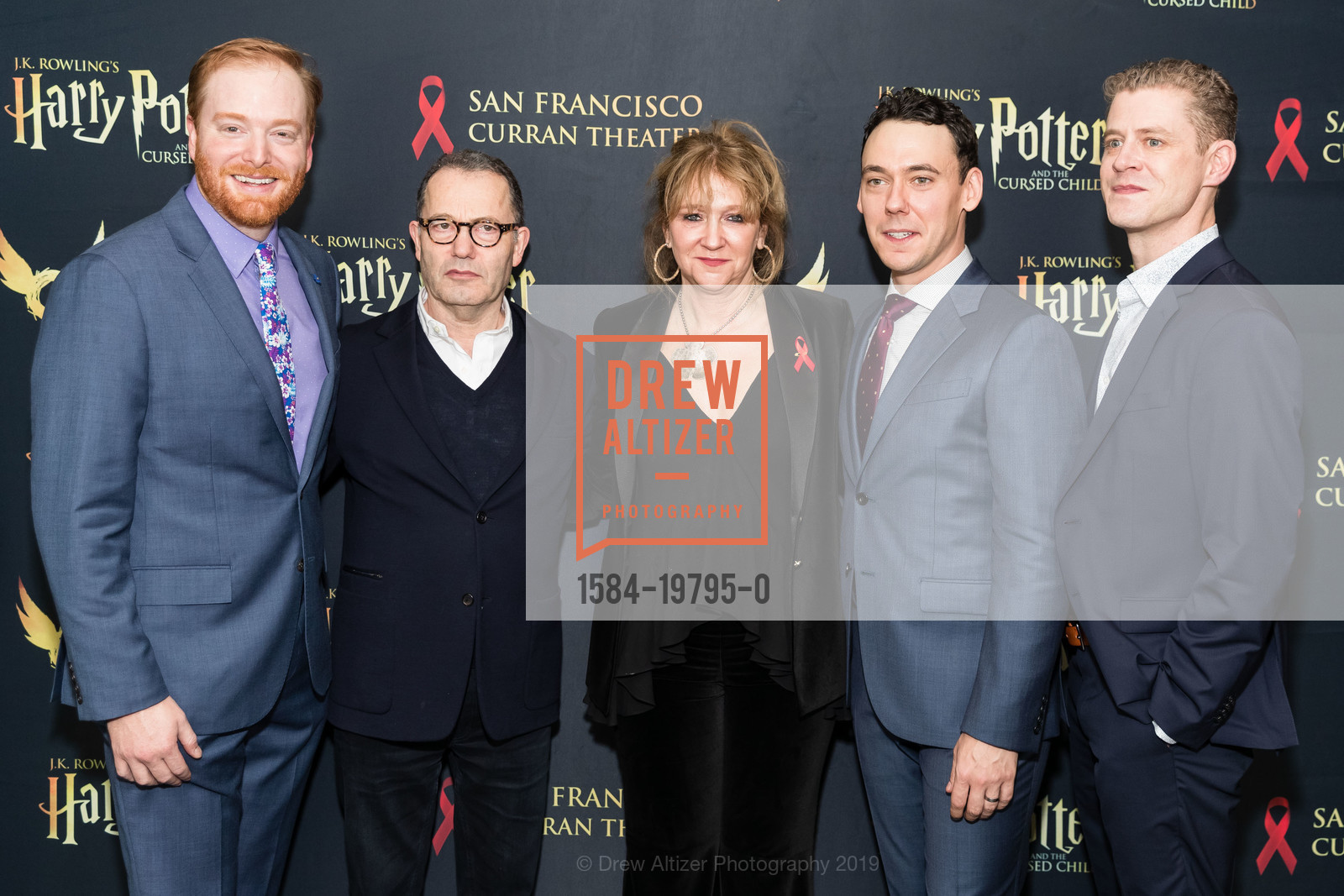David Abeles, Colin Callender, Sonia Friedman, John Skelley, Lucas Hall, Harry Potter and The Cursed Child at the Curran Opening Night After Party, August Hall. 420 Mason Street, December 1st, 2019, Photo #1584-19795-0 David Abeles, Colin Callender, Sonia Friedman, John Skelley, Lucas Hall, Photo #1584-19795-0