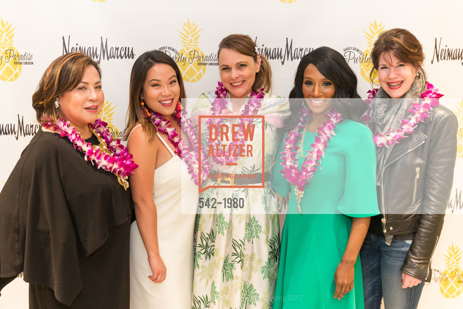 Mitzi Manzano, Jojo Ginn, Teresa Rodriguez, Pernella Sommerville, Elaine Mellis, Aubrey Brewster's Purely Paradise Birthday Luncheon 2017, Neiman Marcus. 150 Stockton St SF, California 94108, March 24th, 2017