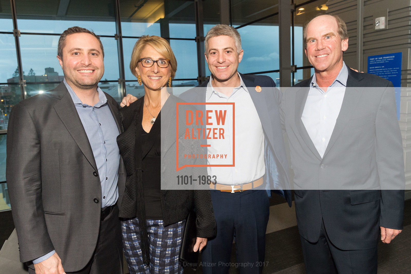 Topher Conway, Stephanie Harman, Danny Conway, Fred Harman, BUILD Gala 2017, James R. Herman International Cruise Ship Terminal. Pier 27, March 23rd, 2017, Photo #1101-1983 Topher Conway, Stephanie Harman, Danny Conway, Fred Harman, Photo #1101-1983