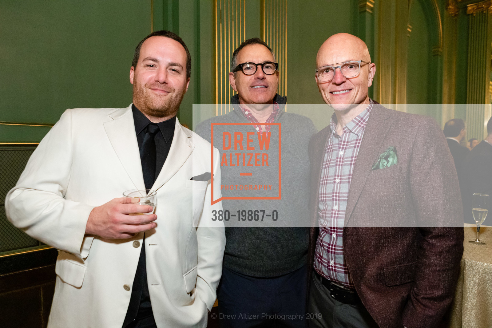 Eric Singleton, John Caruso, Eric Knight, Sotheby's Homes Holiday Party 2019, War Memorial Opera House- Green Room. 301 Van Ness, December 10th, 2019, Photo #380-19867-0 Eric Singleton, John Caruso, Eric Knight, Photo #380-19867-0