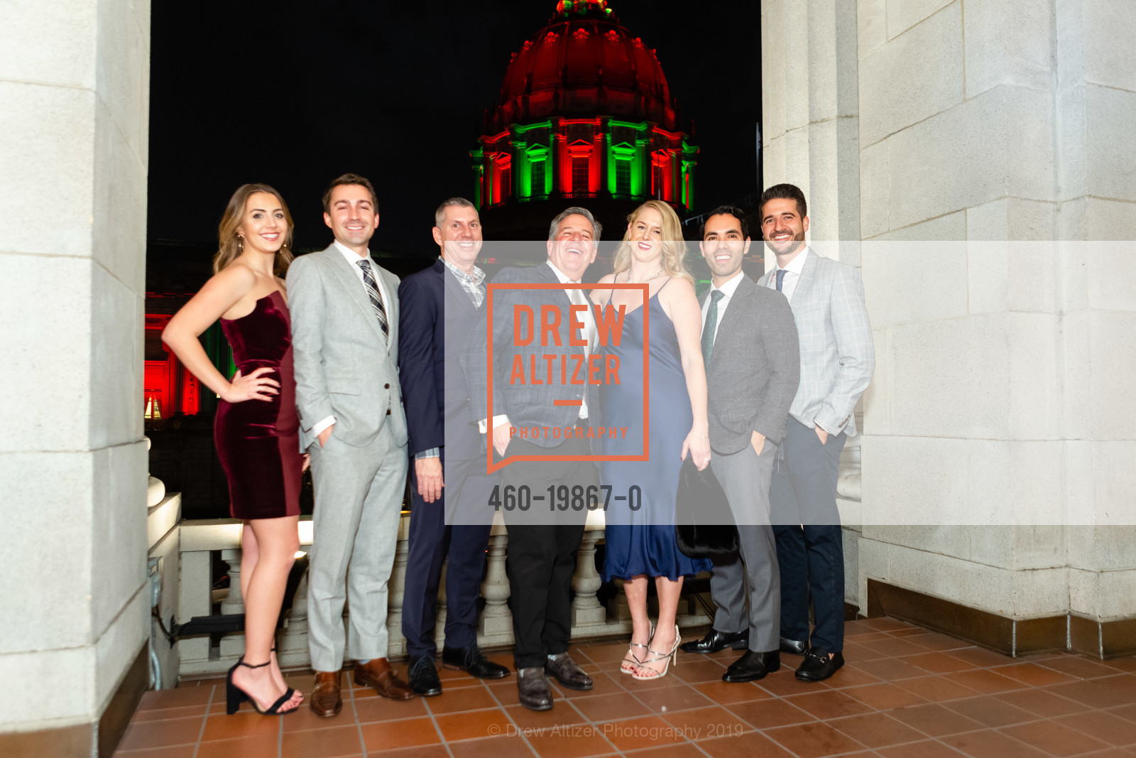 Jaymie Costello, Gregg Lynn, Sarah Thandi, Alex Hachiya, Sotheby's Homes Holiday Party 2019, War Memorial Opera House- Green Room. 301 Van Ness, December 10th, 2019, Photo #460-19867-0 Jaymie Costello, Gregg Lynn, Sarah Thandi, Alex Hachiya, Photo #460-19867-0
