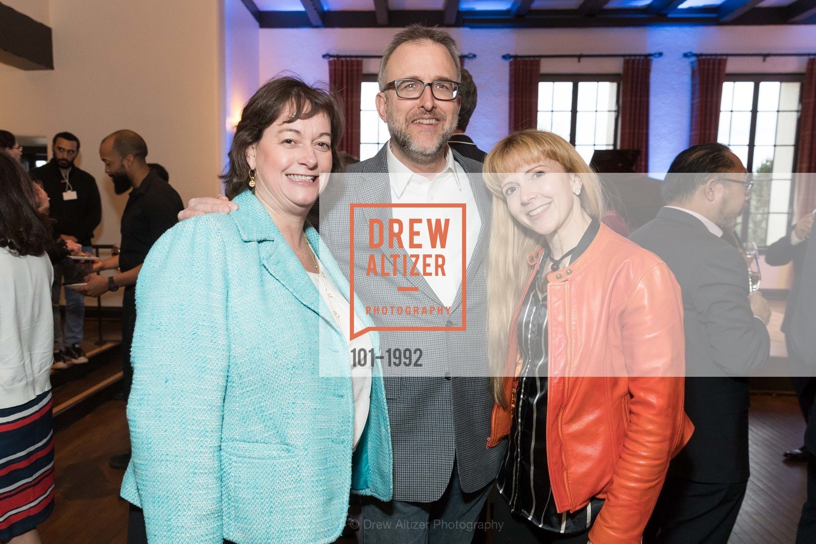 Vicky Huff, Peter Crosby, Wendy Spies, Opening Reception for World Economic Forum Center at Presidio Officers’ Club hosted by Marc Benioff, Presidio Officers' Club, Photo #101-1992 Vicky Huff, Peter Crosby, Wendy Spies, Photo #101-1992