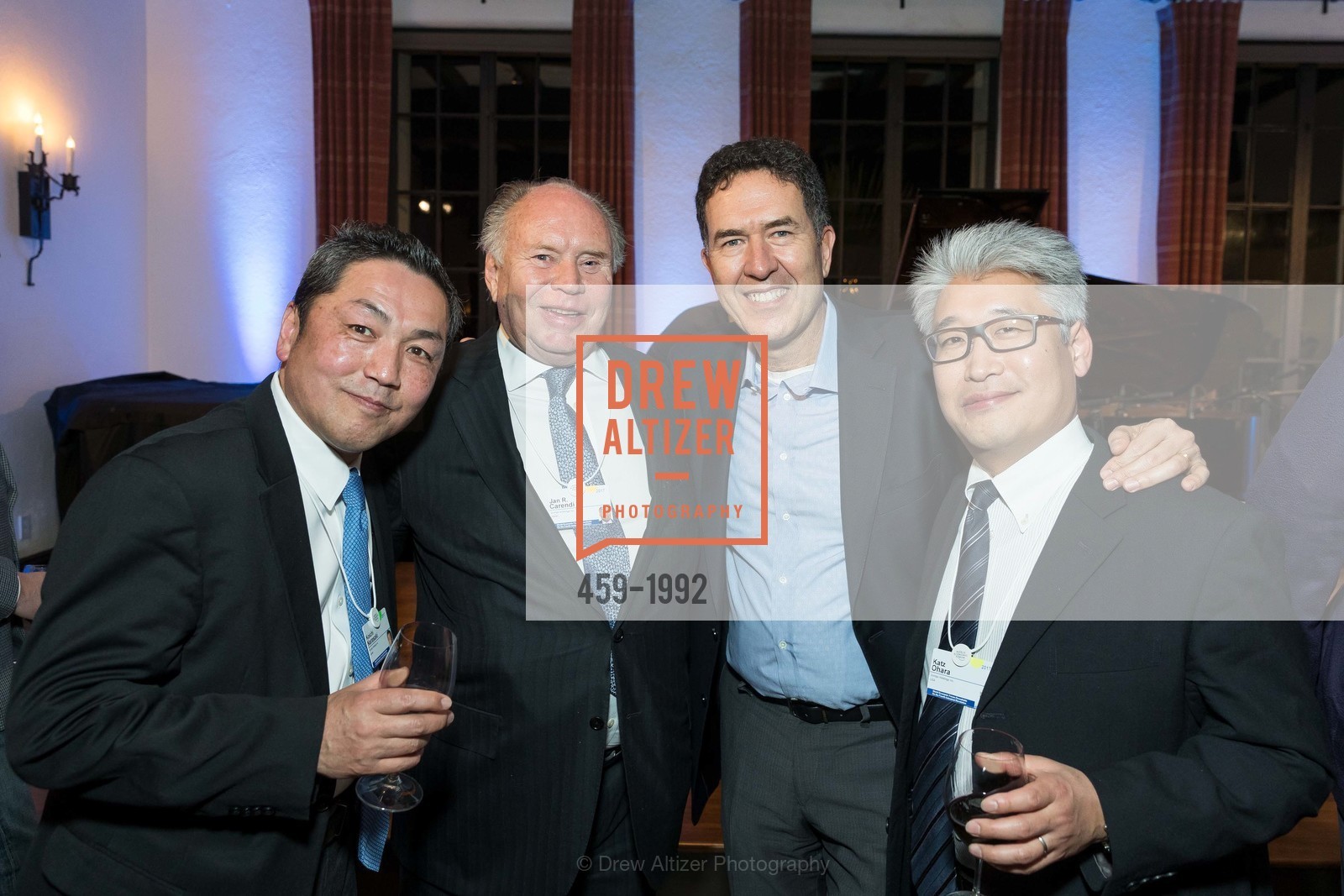 Koichi Narasaki, Jan Carendi, Murat Sonmez, Katz Ohara, Opening Reception for World Economic Forum Center at Presidio Officers’ Club hosted by Marc Benioff, Presidio Officers' Club, Photo #459-1992 Koichi Narasaki, Jan Carendi, Murat Sonmez, Katz Ohara, Photo #459-1992