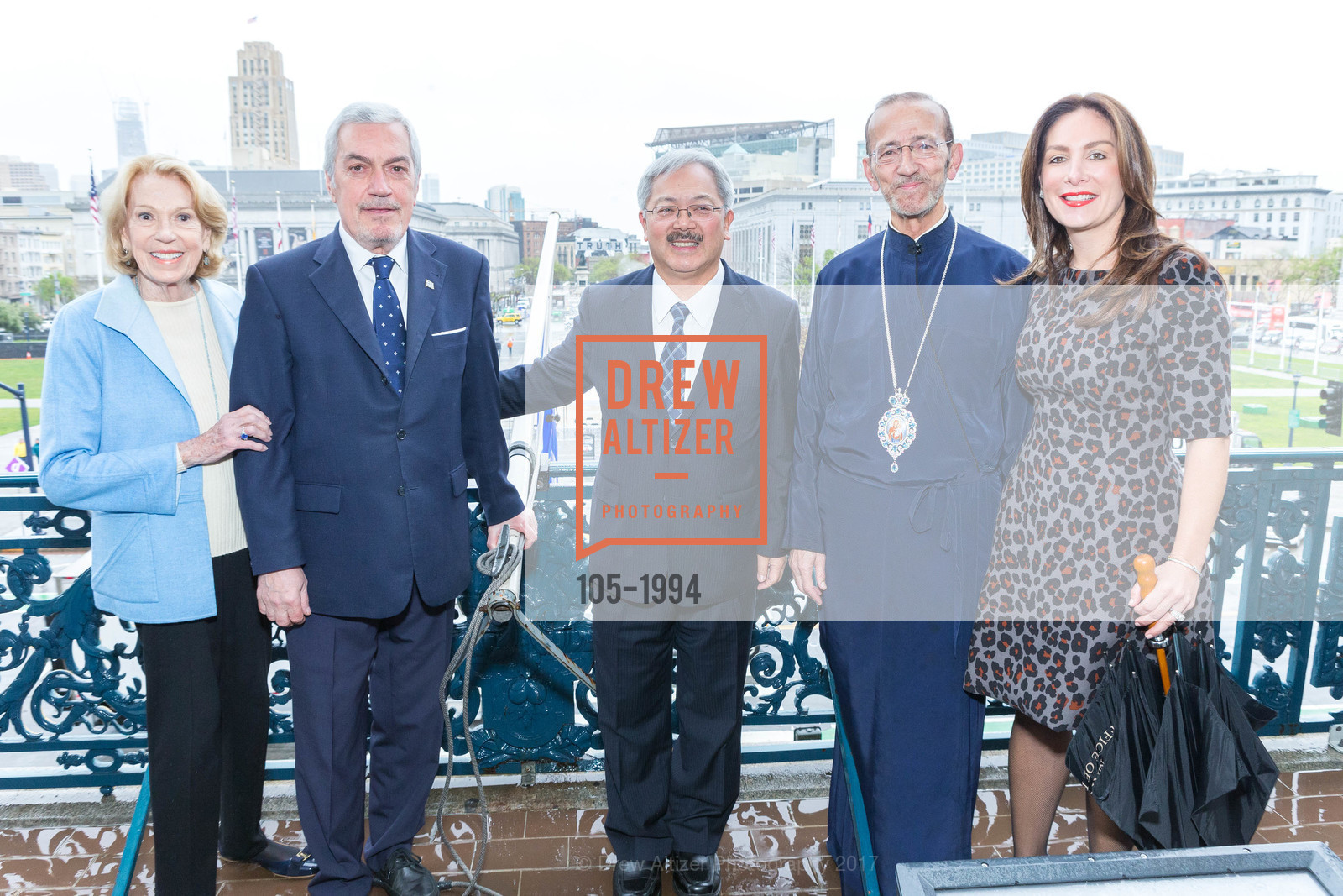 Chief of Protocol Charlotte Shultz, Ed Lee, His Eminence Metropolitan Gerasimos, Stefanie Roumeliotes, Greek Independence Day Official Greek Flag Raising Ceremony, City Hall. 1 Dr Carlton B Goodlett Pl, December 12th, 2017, Photo #105-1994 Chief of Protocol Charlotte Shultz, Ed Lee, His Eminence Metropolitan Gerasimos, Stefanie Roumeliotes, Photo #105-1994