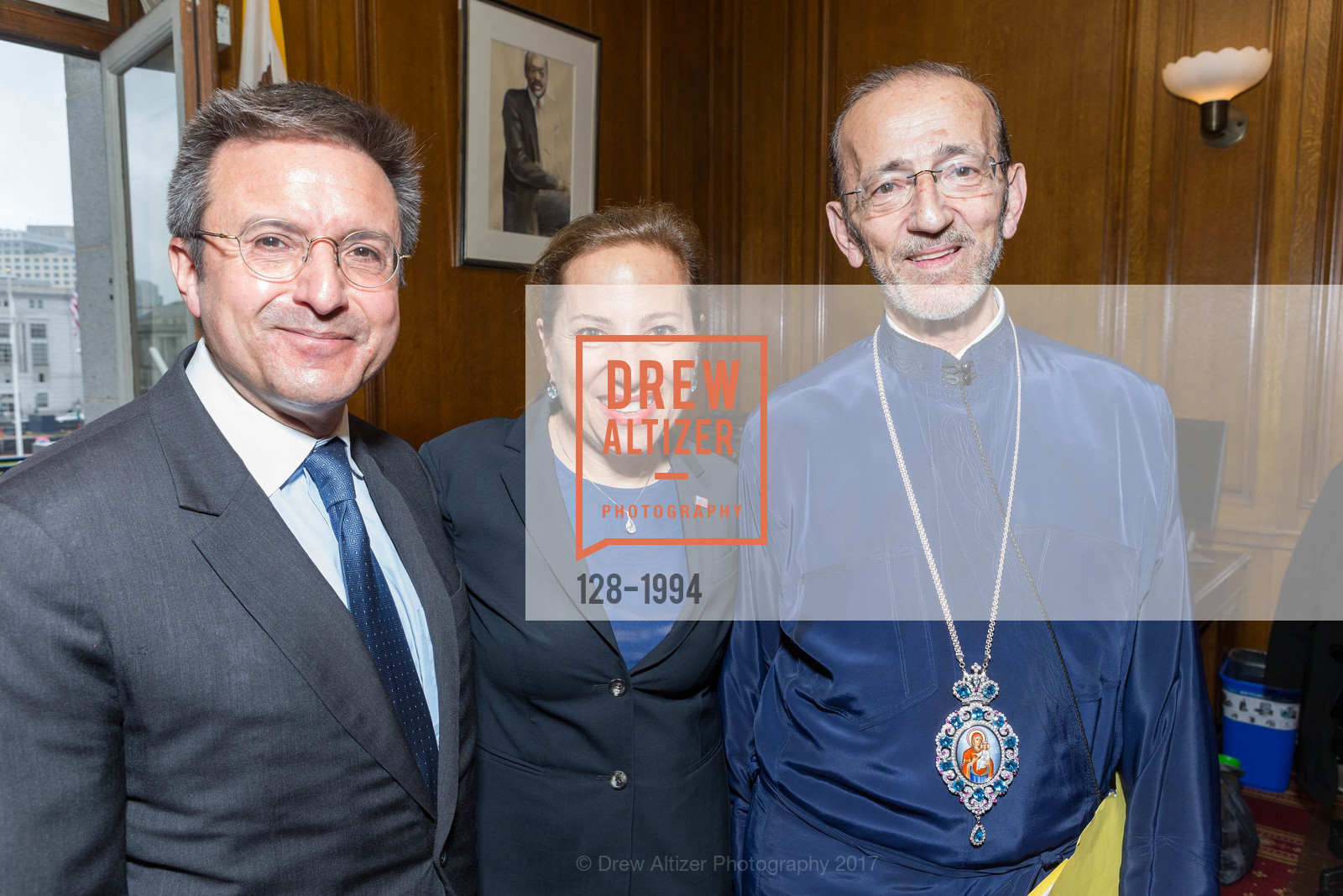 Michael Pappas, Former U.S. Ambassador To Hungary And SF Port Commissioner Eleni Kounalakis, His Eminence Metropolitan Gerasimos, Greek Independence Day Official Greek Flag Raising Ceremony, City Hall. 1 Dr Carlton B Goodlett Pl, March 24th, 2017