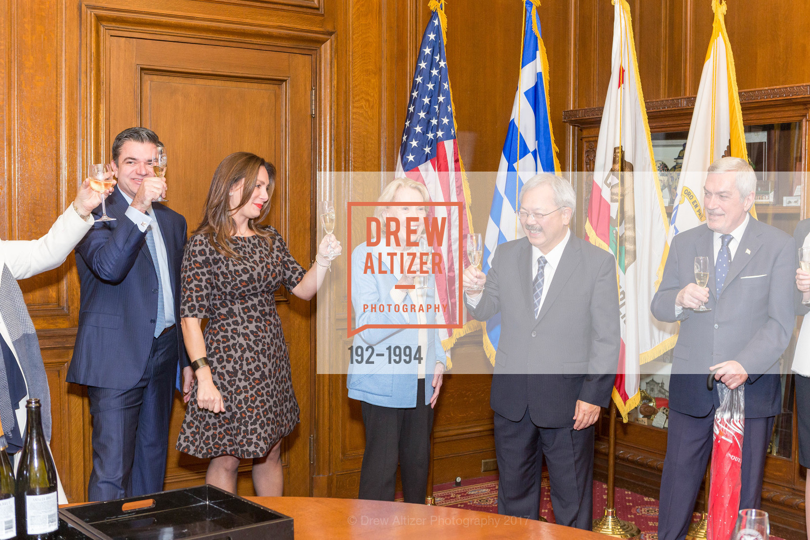 John Costouros, Stefanie Roumeliotes, Chief of Protocol Charlotte Shultz, Ed Lee, Greek Independence Day Official Greek Flag Raising Ceremony, City Hall. 1 Dr Carlton B Goodlett Pl, March 24th, 2017