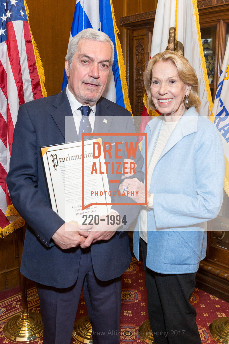 Dimitrios Xenitellis, Chief of Protocol Charlotte Shultz, Greek Independence Day Official Greek Flag Raising Ceremony, City Hall. 1 Dr Carlton B Goodlett Pl, March 24th, 2017